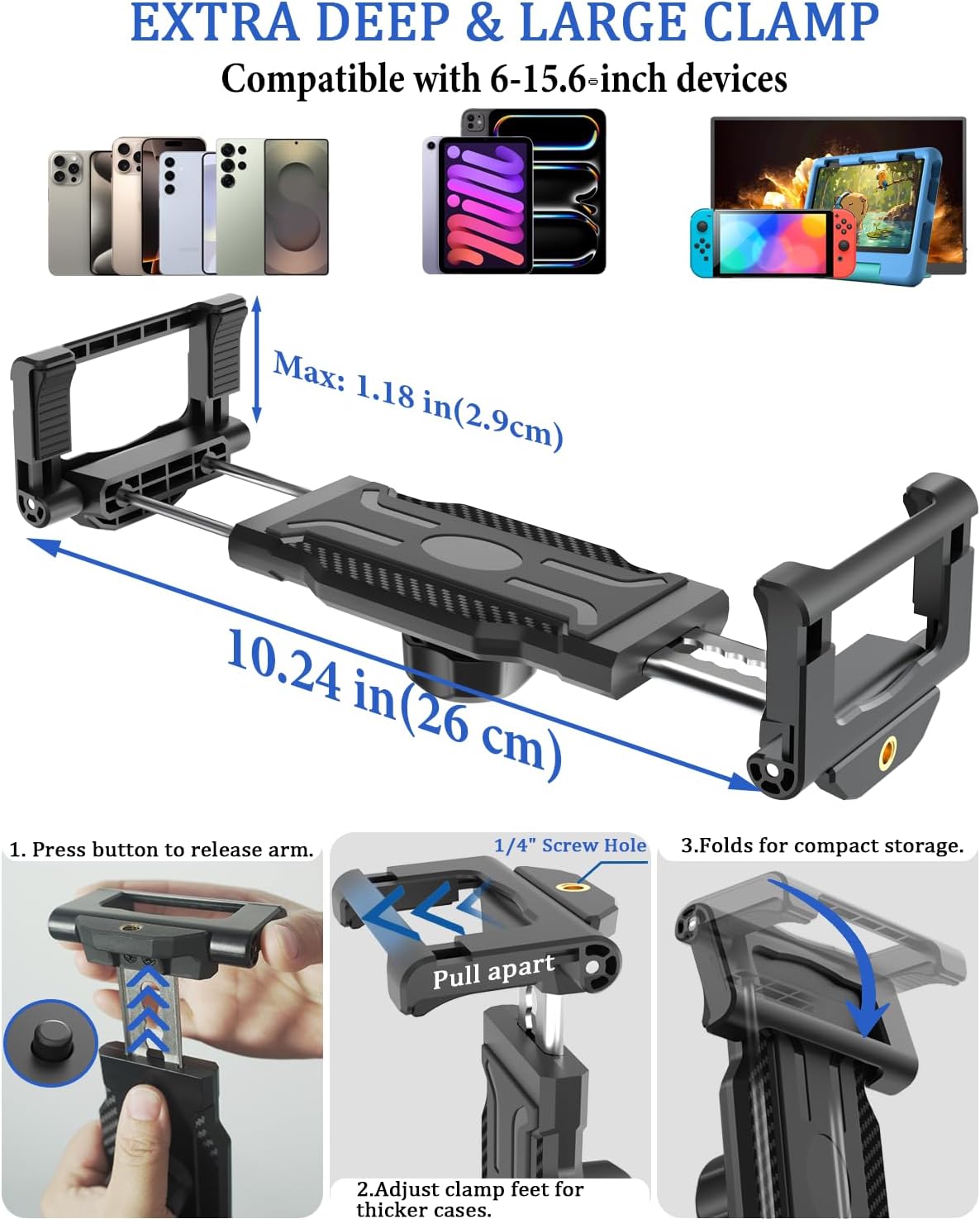WISHCODE [66LBS 615.6" Heavy Duty Tablet Mount for Tractor, Wheel Loader Vacuum Suction Cup], Thick Case Friendly