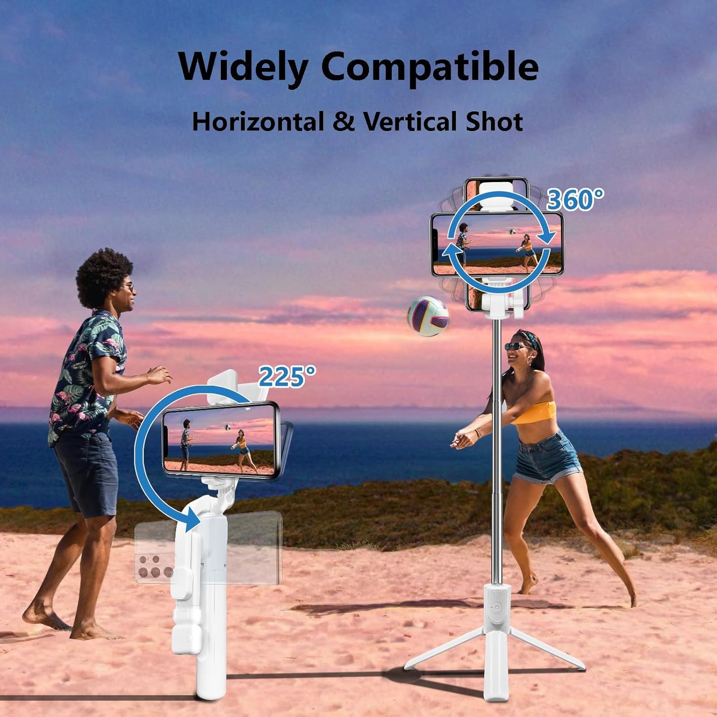 Bollove 40 Selfie Stick Tripod, in Retractable Tripod for iPhone with Wireless Remote Control & Light, Portable Phone