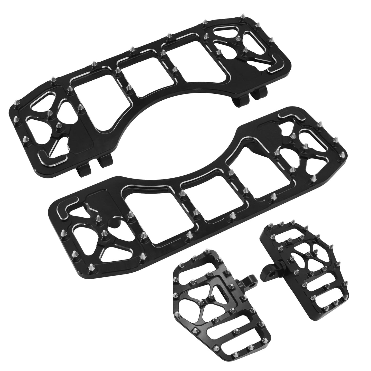HDBUBALUS Motorcycle Footboards Driver Passenger Floorboards CNC Wide Footpegs Set Chopper Bobber Foot Pegs Board Pedal Fit for Harley Touring Softail Road Glide Dyna FLD 2 Pairs