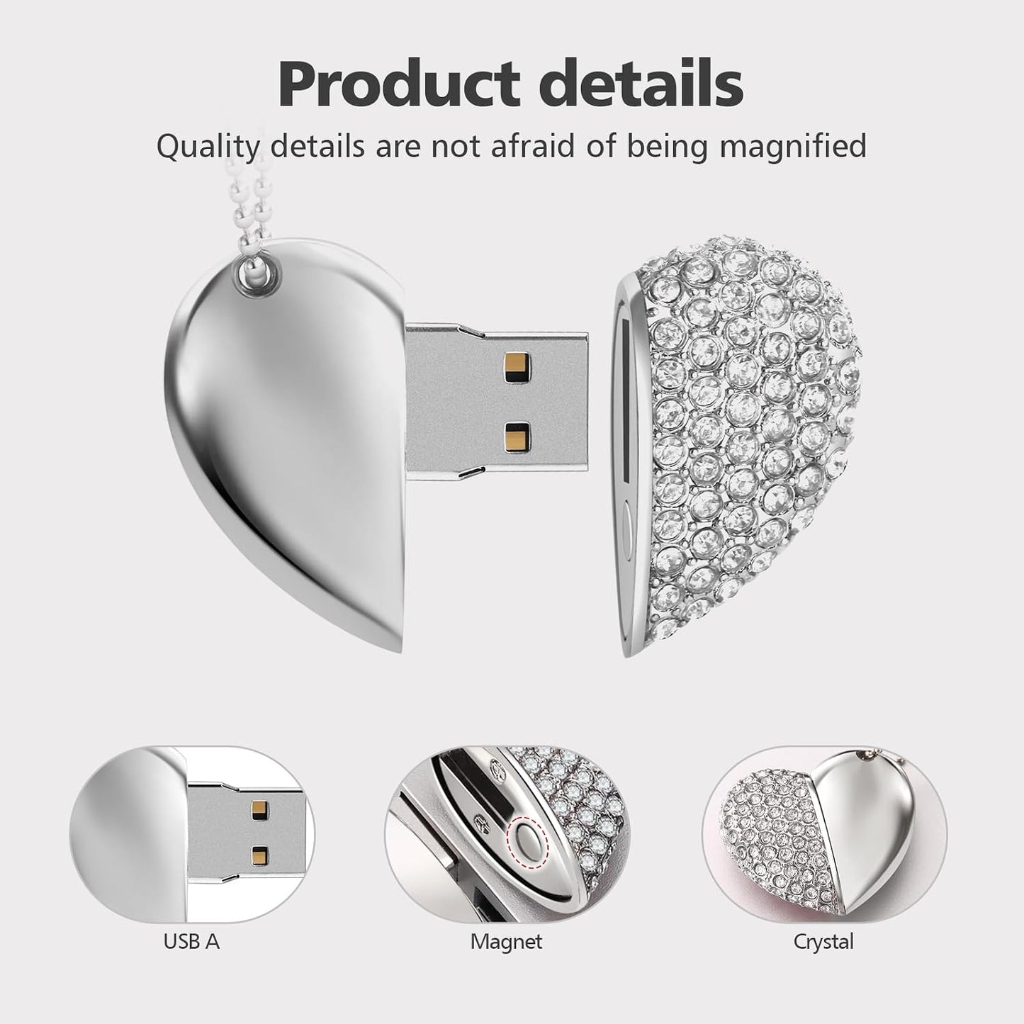 Kayllesine 2.0 64, USB Flash Drive,Cute Romantic Heart Shape USB Memory Stick,Thumb Drive for Photos, Music, Files