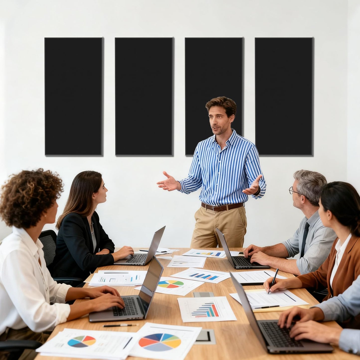 FAHKNS Sound Absorbing Acoustic Wall Panels: 48"x24"x2" Fiberglass Soundproof Wall Panels,Large Fabric Wrapped Noise Reducing Sound Insulation Panels(Black,2 Pack)