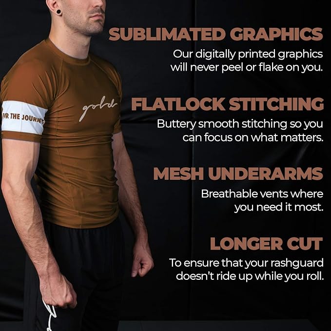 Gold BJJ Foundation Rash Guard - Ranked No-Gi and Gi Jiu Jitsu Rashguard