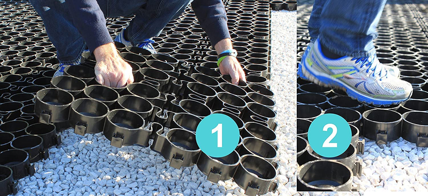 TRUEGRID | PRO Plus Permeable Pavers | Designed for Roads, Parking Lots, Stables | Outdoor Pavers | 1.8" Depth, 250,000+ lb Load Class | Sample Pack of 2 with Brochure