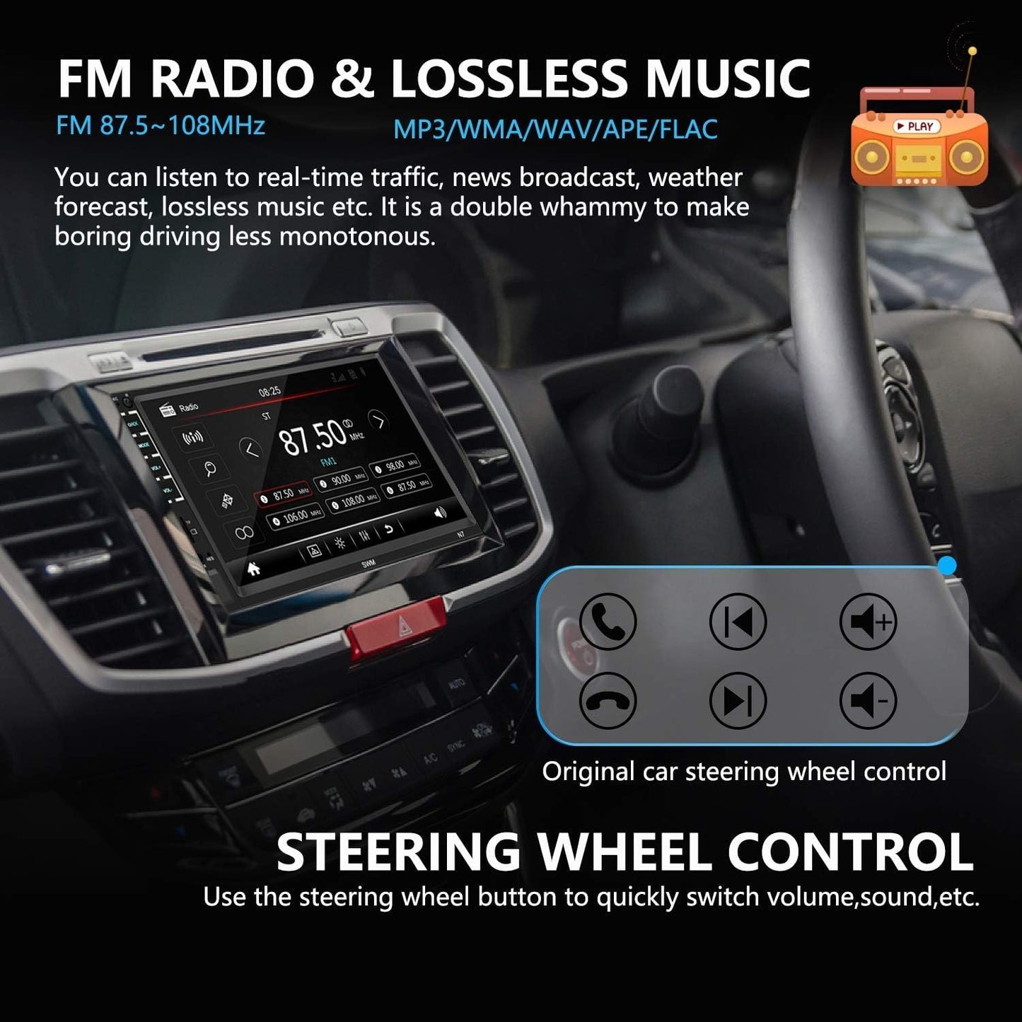 Leadfan 7" MP5/4/3 Car Stereo Double Din Touch Screen Car Radio Audio Receiver FM Radio Bluetooth Video Remote Control