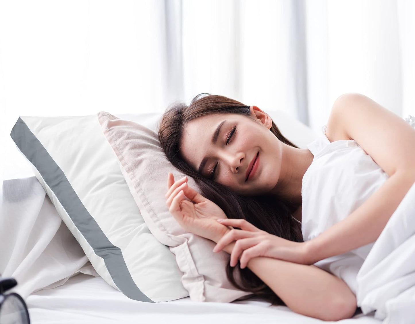 Utopia Bedding Bed Pillows - Soft & Fluffy Down Alternative | Standard Size, Set of 2, Grey