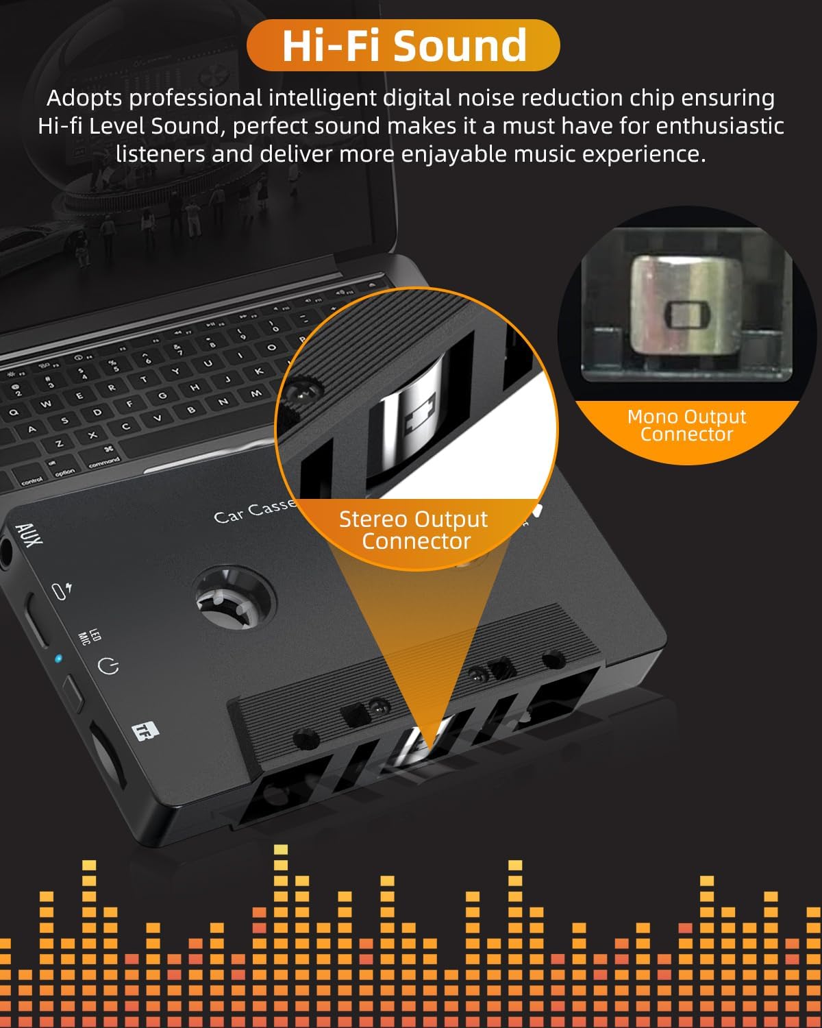 Mimlevey 5.1 Cassette Cassette Cassette MP3, Car Audio Bluetooth Receiver, Bluetooth Adapter for Car Tape Player