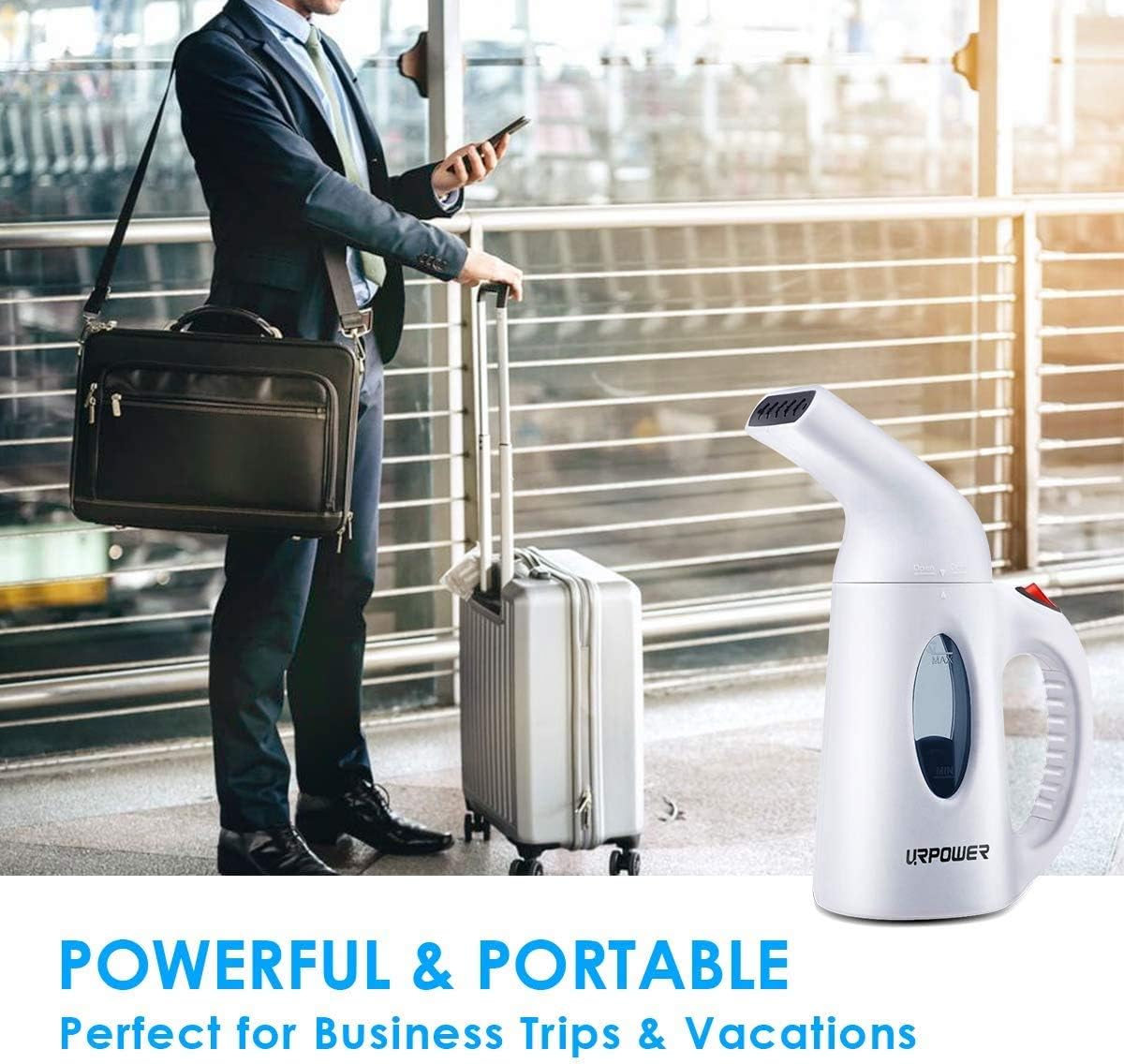 URPOWER Portable Handheld Clothes Steamer - Fast Heat-Up, High Capacity for Home & Travel