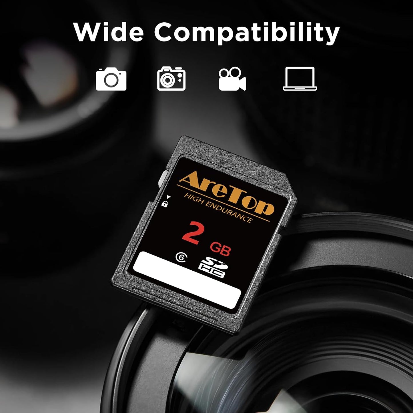 AreTop 2GB, 5 Pack 6 5 Pack 2GB SD Card Class SDHC Memory Card, Full HD Video Secure Digital Cards for Cameras, DSLR