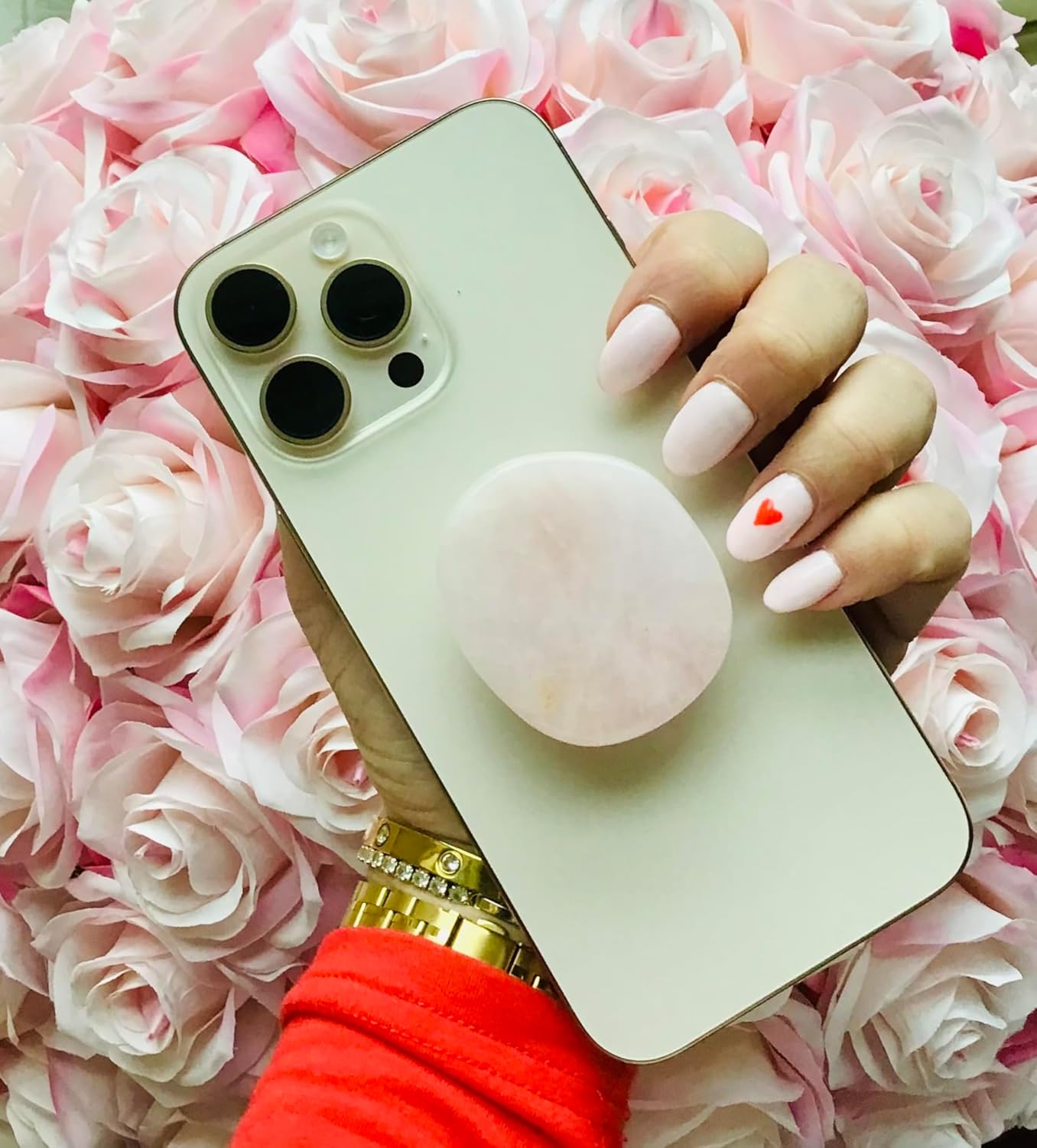 CRYSTALFY Grips by Crystal Phone Grip Holder & Expanding Kickstand-Natural Gemstone Swappable Top Accessory Compatible