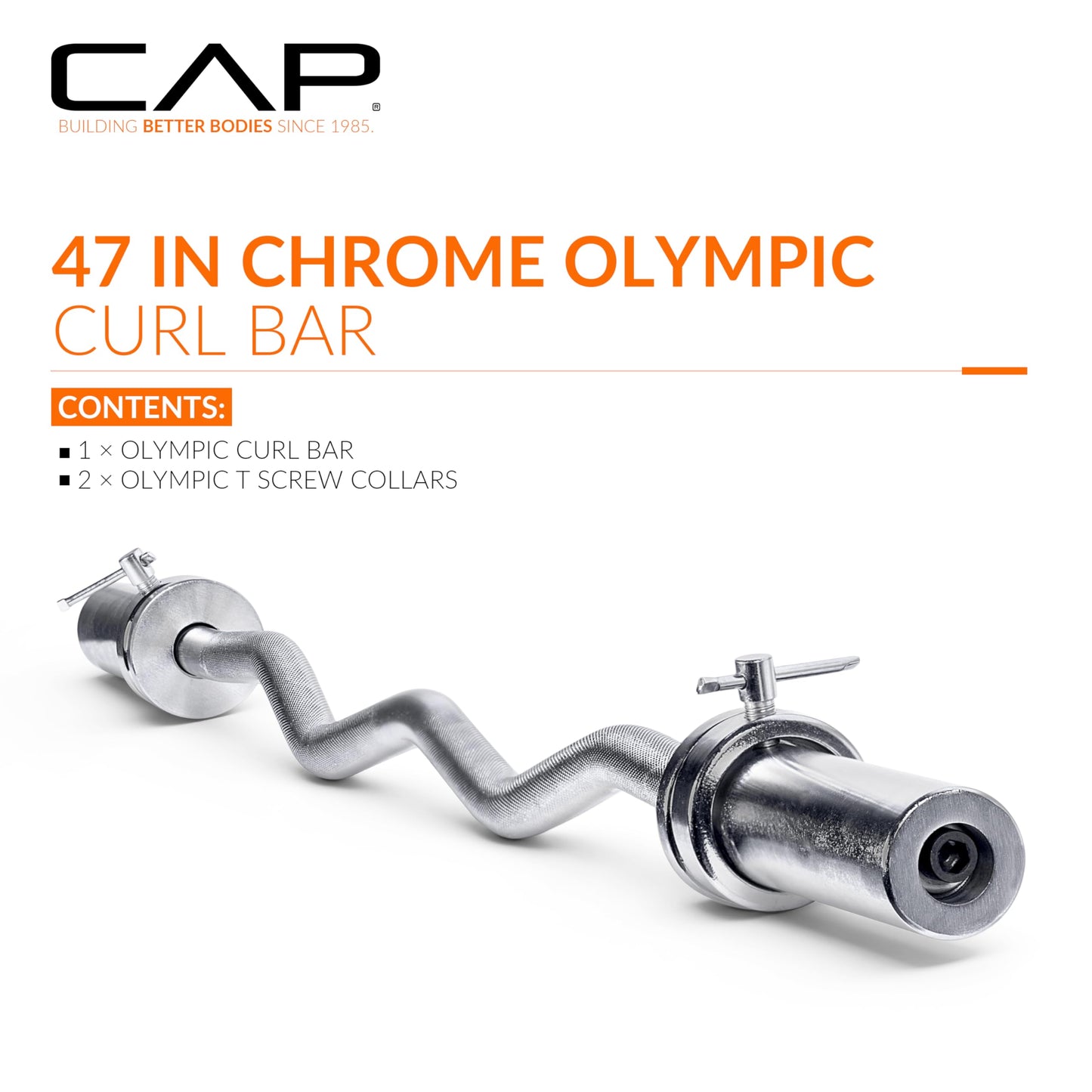 CAP Barbell 47-Inch Olympic Curl Bar - Black | Curl Barbell for Bicep and Tricep Workouts, Strength Training, and Weightlifting