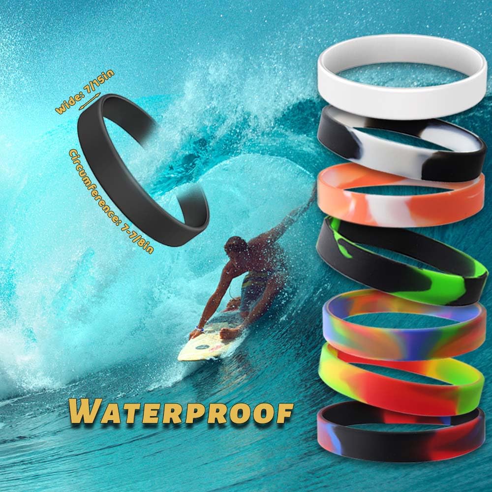 YalsFTY Waterproof ID Rubber Bracelets 14 Count - Silicone Rubber Wristbands for Events (14 Mix Color)