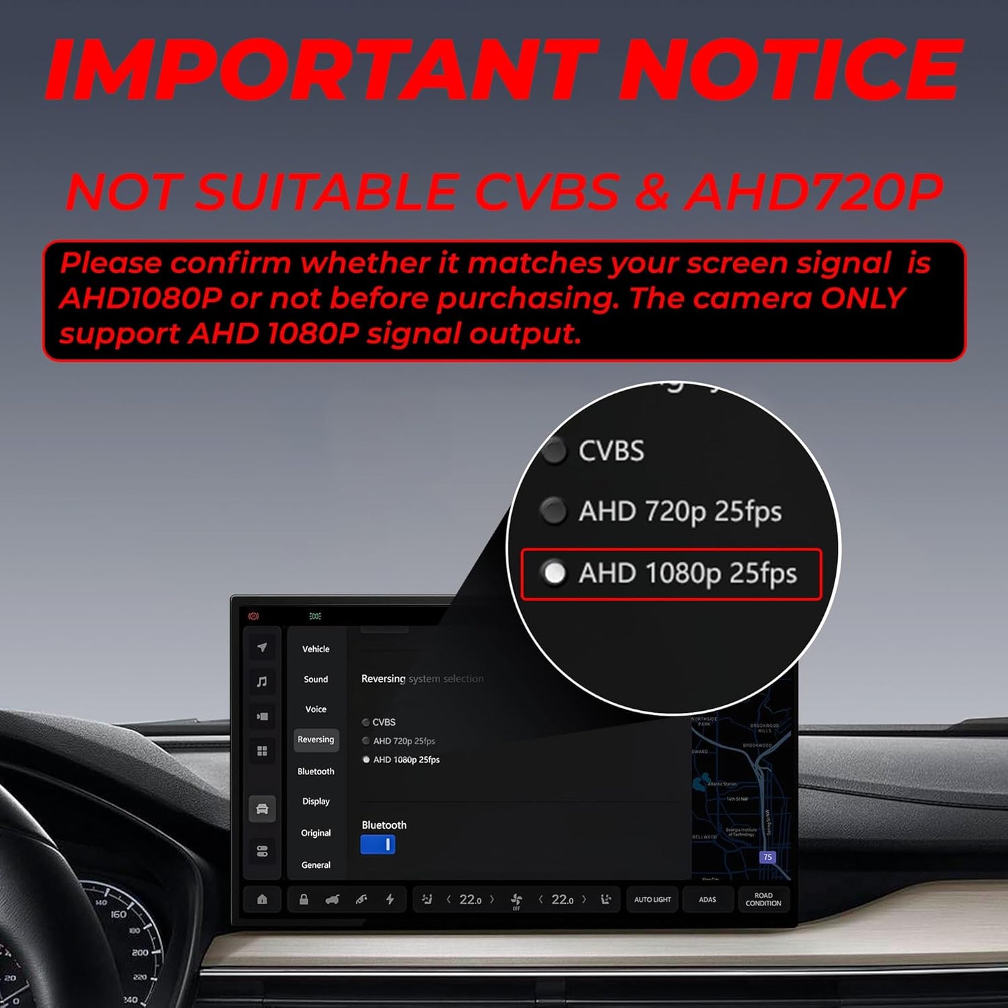 Bzgnl 1080P Car,170 IP69K AHD Backup Camera for Degree Wide Angle Rearview Reversing License Plate Waterproof