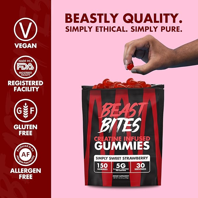 Creatine Infused Gummies - 5g Creapure Creatine Monohydrate Per Serving - NSF Certified for Sport - 30 Servings
