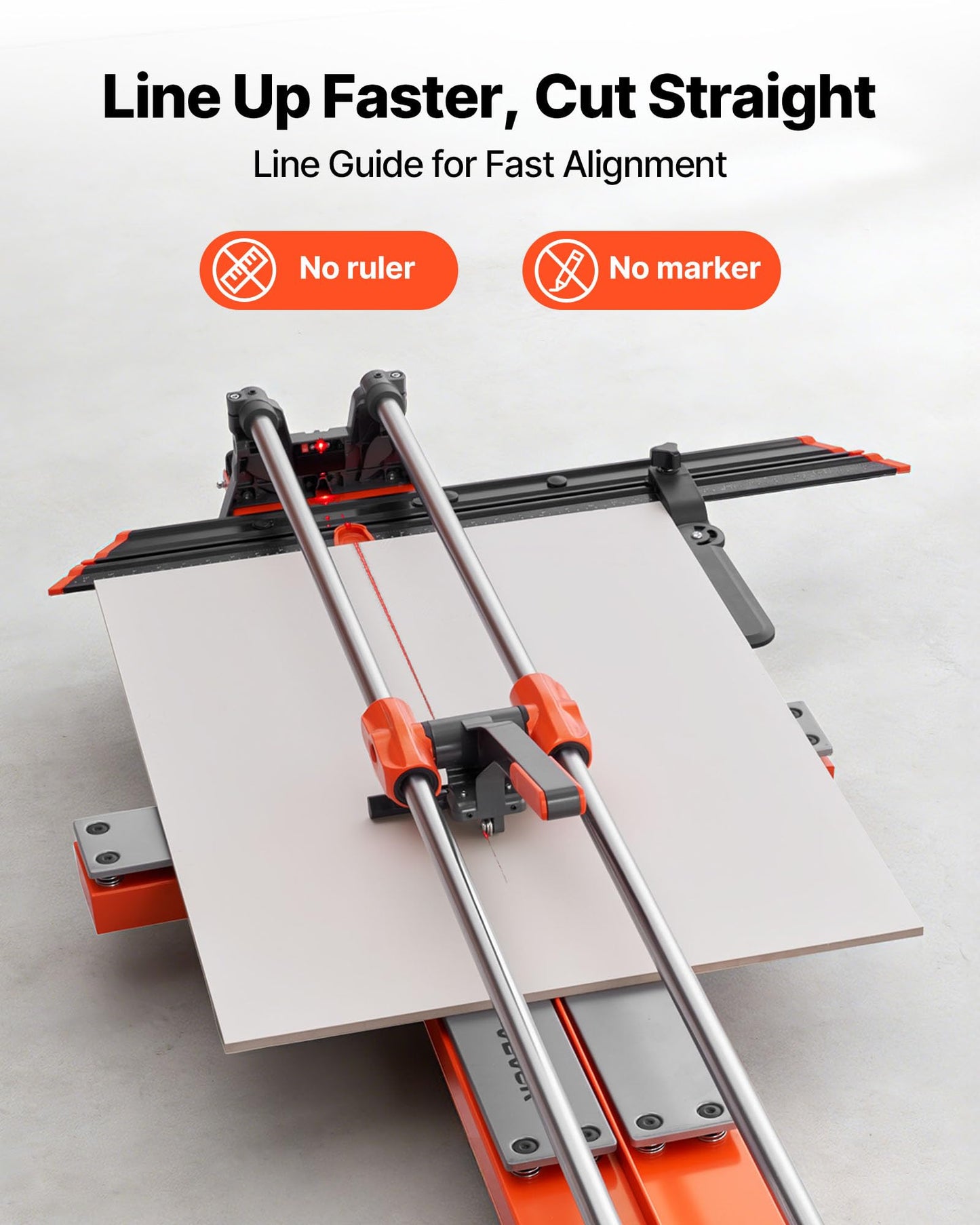 VEVOR 47.2-Inch Manual Tile Cutter, Upgraded Sliding Head Cutting Tool with Spring-Loaded Base, Angle Fence, Tungsten Carbide Cutting Wheel, Alignment Guide, for DIY Pros, Ceramic, Floor, Wall Tiles