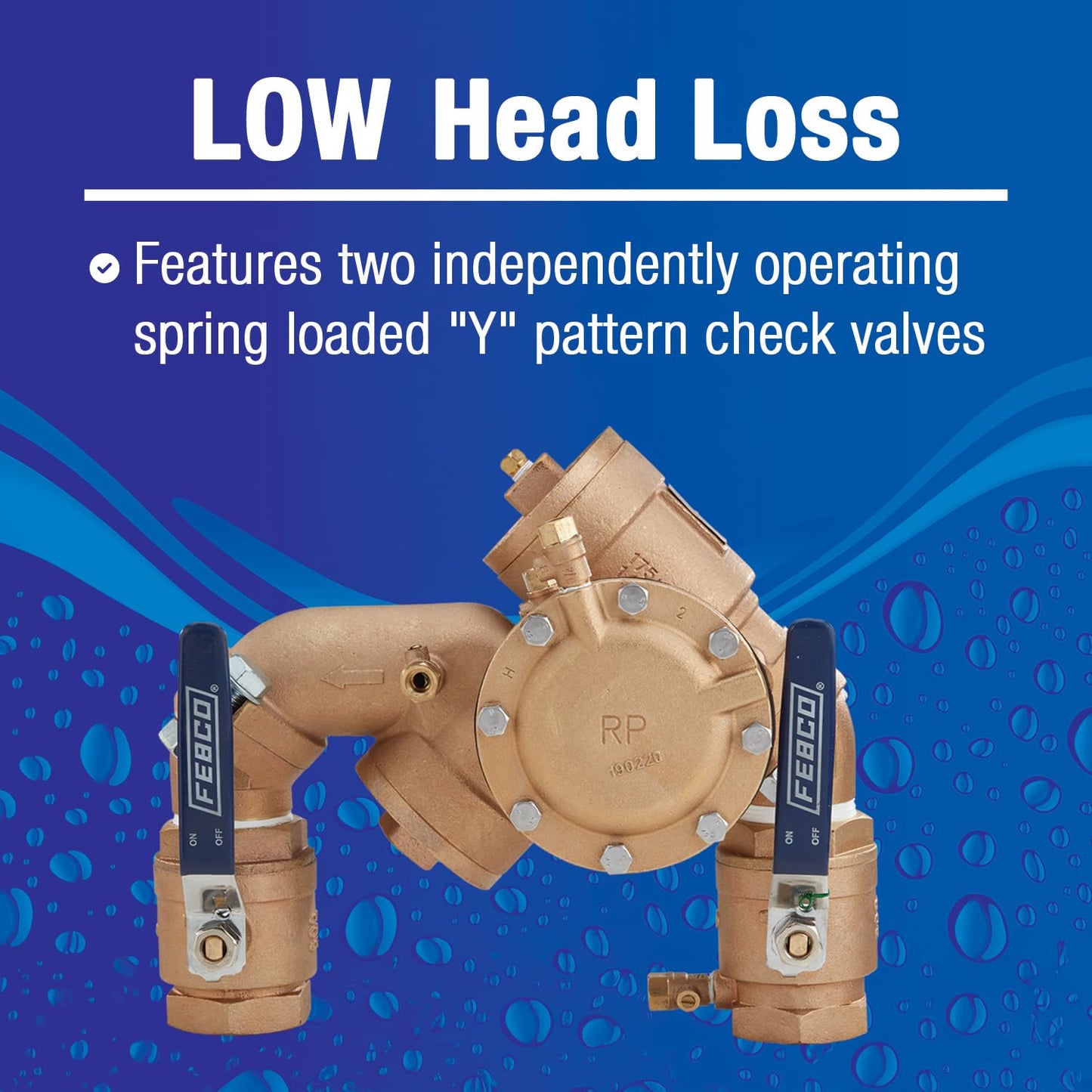 Febco 825Y Series 1" Bronze Reduced Pressure Zone Backflow Preventer Assembly, Quarter Turn Shutoff, NPT End Connections, Y Pattern, Flood Sensor with SentryPlus Alert Technology for Relief Valve