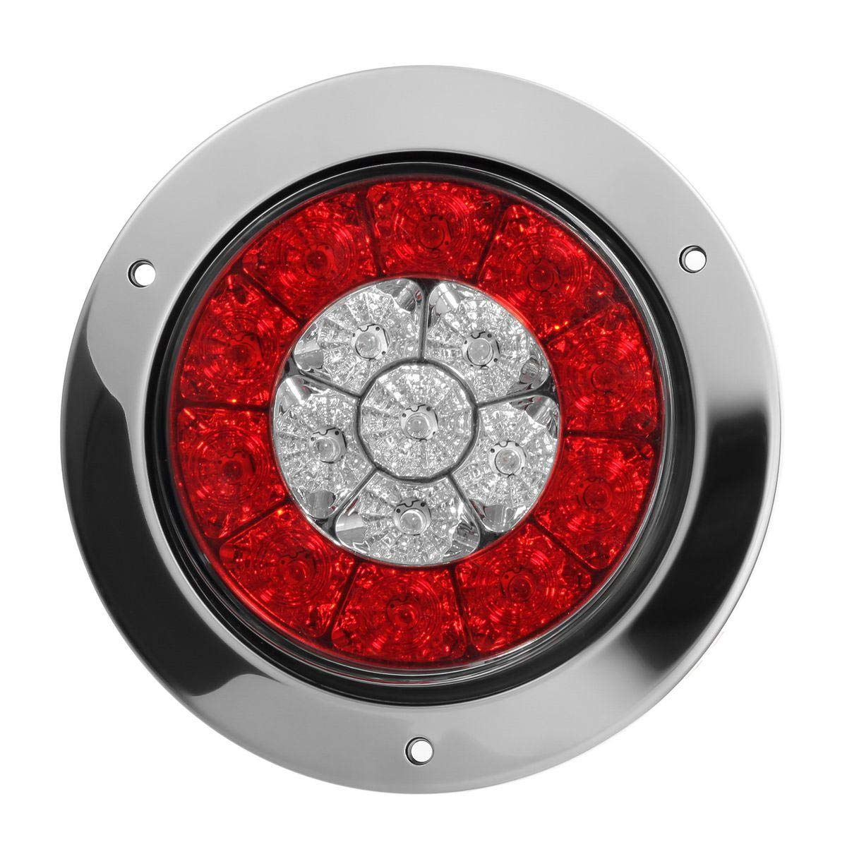 Partsam 4in Round Truck Trailer LED Tail Lights - Red/Amber, Sealed Dual Color, Model 4350421365, 2-Pack