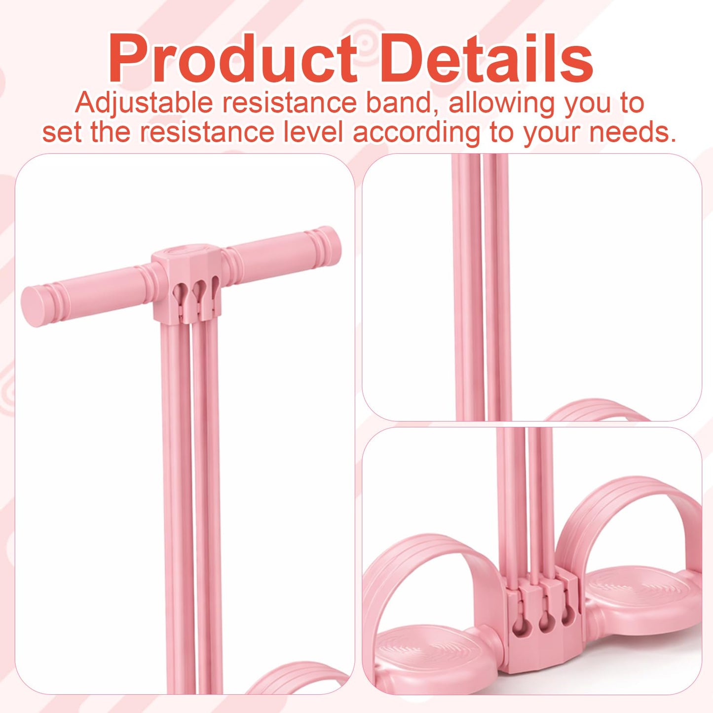 Pedal Resistance Band with Handle, Adjustable 6-Tube Foot Pedal Resistance Band, Multifunction Fitness Bands for Full Body Workout, Home Fitness Training for Abdomen, Arms, Legs & Waist