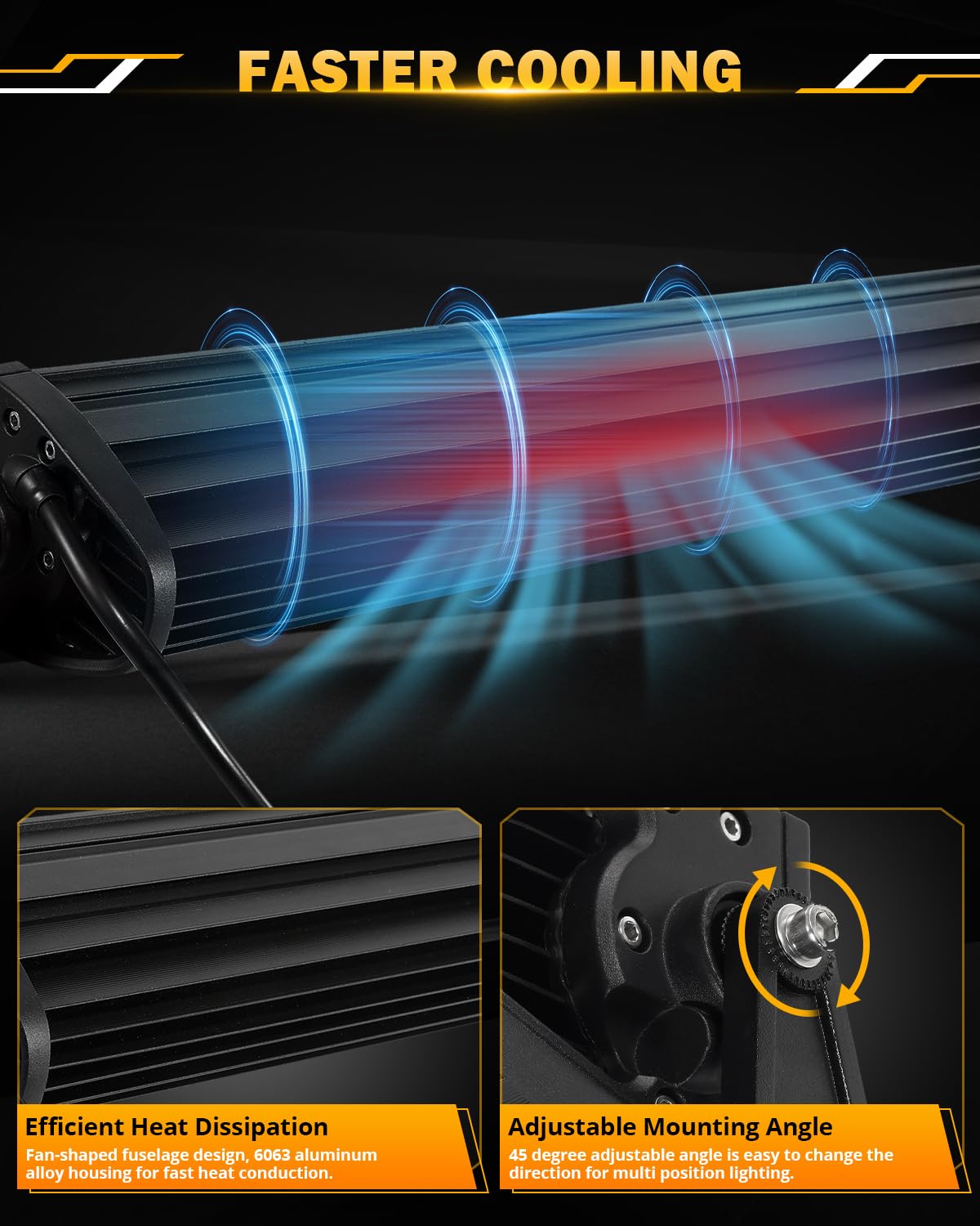 Auxbeam 50 Inch Curved LED Light Bar, 288W 6 Modes Amber White Strobe Fog Lights, Spot Flood Combo Memory Reset Function Offroad Driving Work Ditch Light for Truck Car ATV