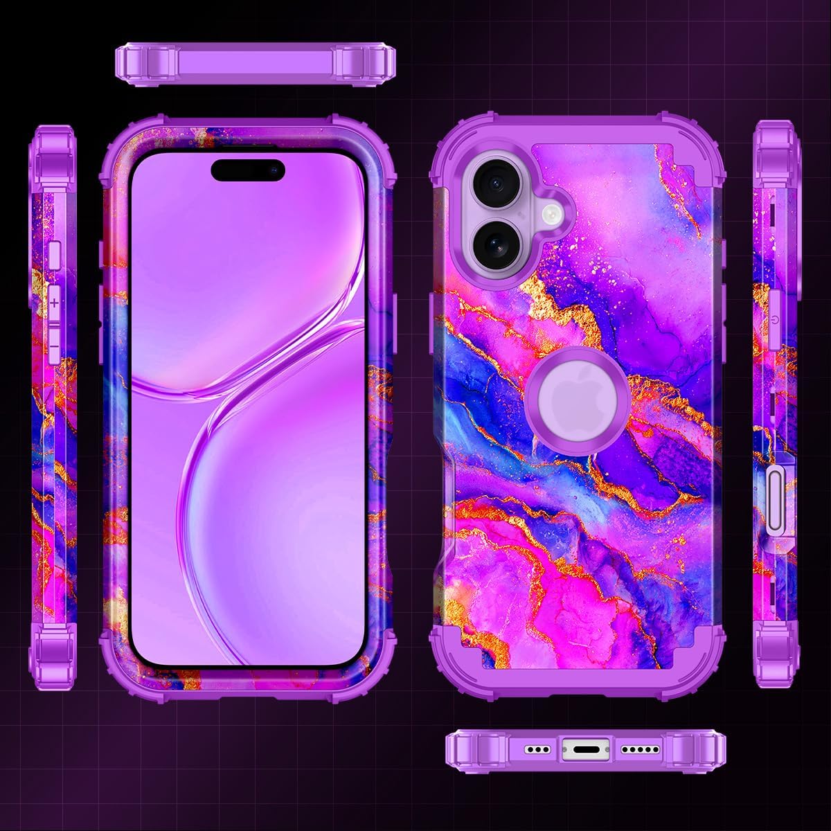 Casetego 17 17 6.3 inch,Purple for iPhone Case,Three Layer Heavy Duty Sturdy Shockproof Protection Full Rugged Hard