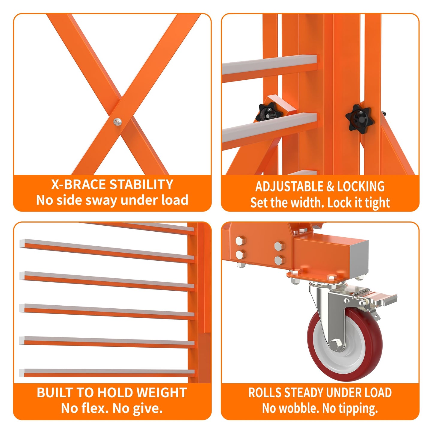 Vazcor Paint Drying Rack for Cabinet Doors, 15-Level Heavy Duty Rolling Paint Rack, Expandable Woodworking Drying Rack for Trim & Panels, Reinforced 2.0mm Steel Frame with 5" Casters