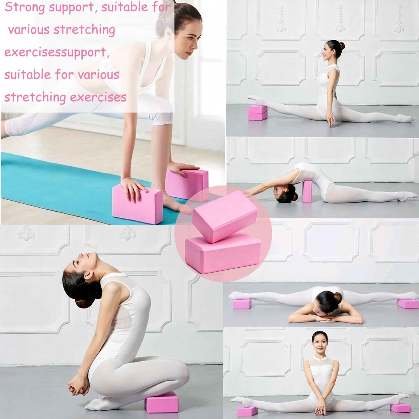 9"x6"x3" Yoga Blocks 2 Pack, Soft Non-Slip Surface Premium Foam Yoga Blocks, Supportive, Lightweight, Odor Resistant Yoga Accessories for Pilates, Meditation, General Fitness, Stretching & Toning