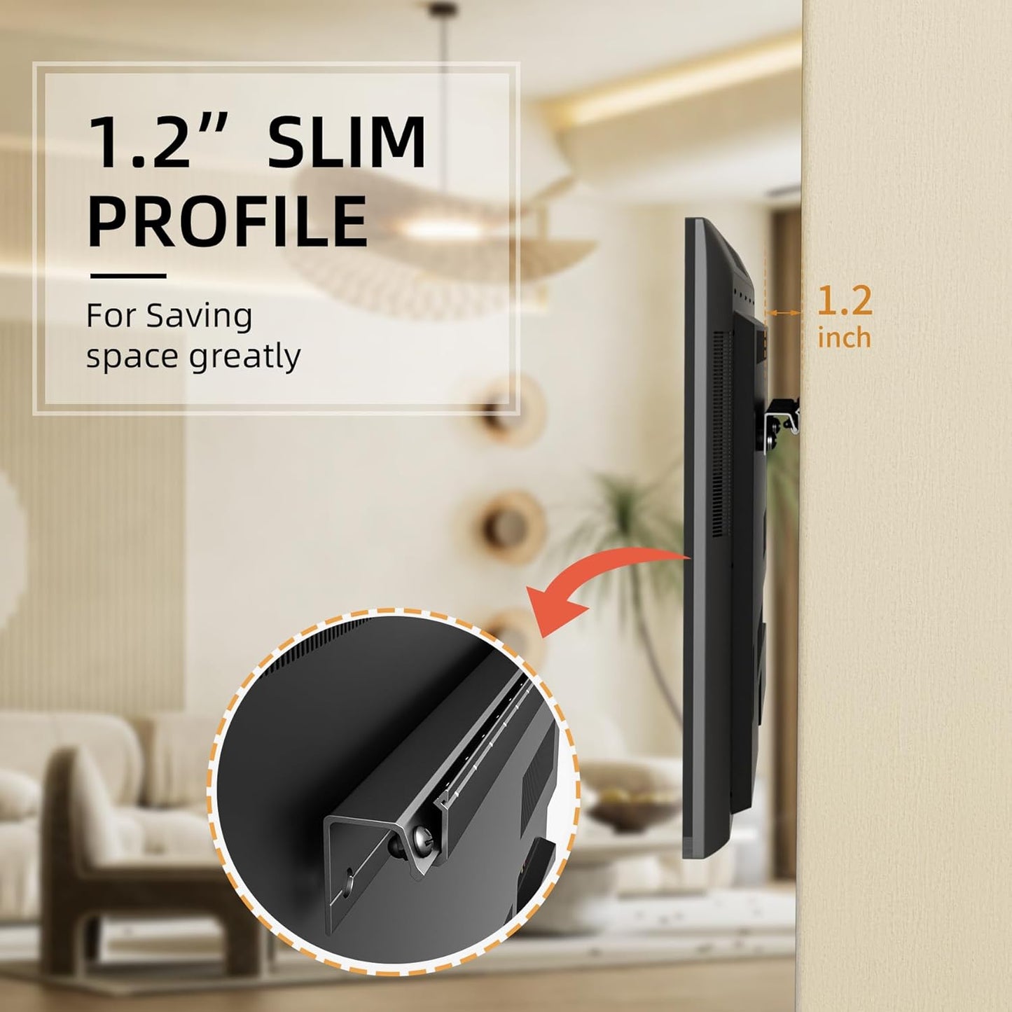 KAMIWI 3275 Inch 600x400mm 150 lbs, Studless TV Wall Mount for TVs, No Drill Drywall TV Mount, Max VESA up to No