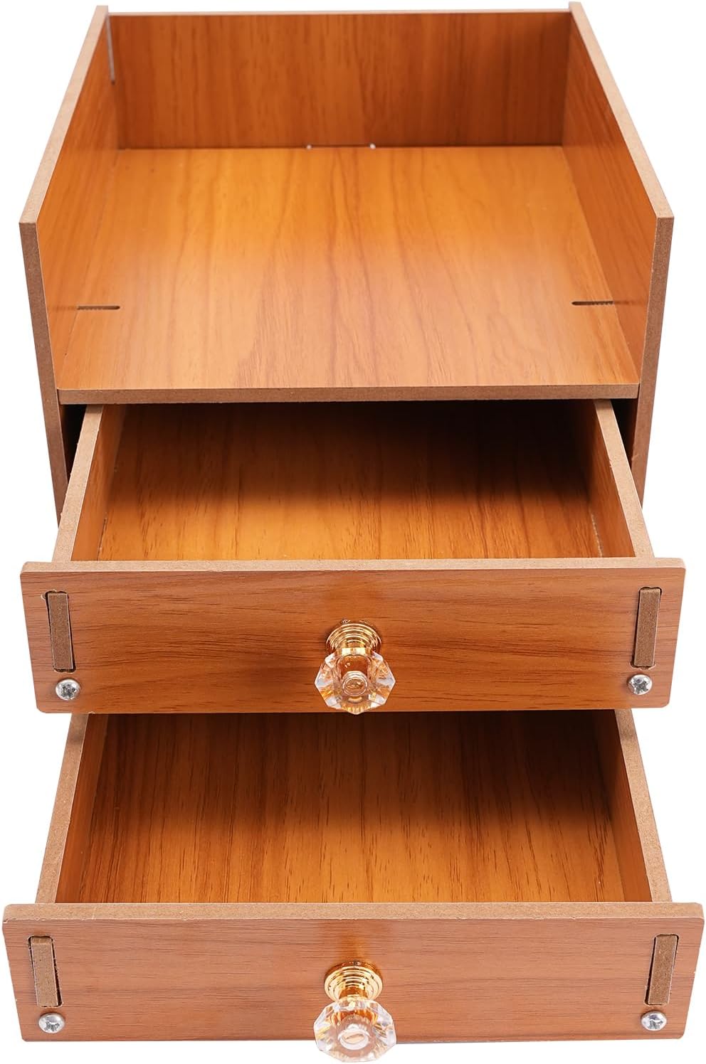 QUSKLISU (01) Computer Monitor Stand, Computer Rack with Drawers, Two top Platforms Desk Organizer Monitor Stand