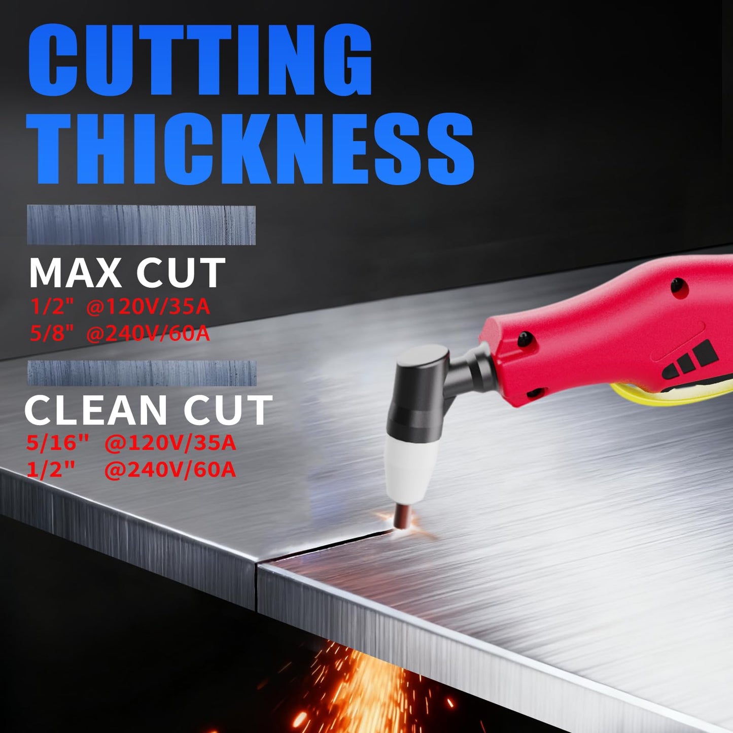 Reboot 60A Plasma Cutter, Large LED Display, 120/240V Synergic IGBT Inverter Cutting Machine, 1/2 Inch Clean Cut, 5/8 Inch Max Cut, Post Flow and 2T/4T, Built-in Air Regulator, for Beginners DIY Use