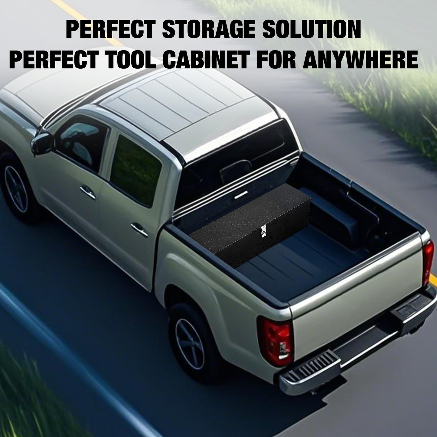 OUTLANE Heavy Duty Aluminum Underbody Truck Tool Box – 30x13x9.6 Inch Diamond Plate Lockable Storage Chest, Waterproof & Rust-Proof, Side Handles, for Pickup Truck Bed, RV, Trailer, Workshop, Garage