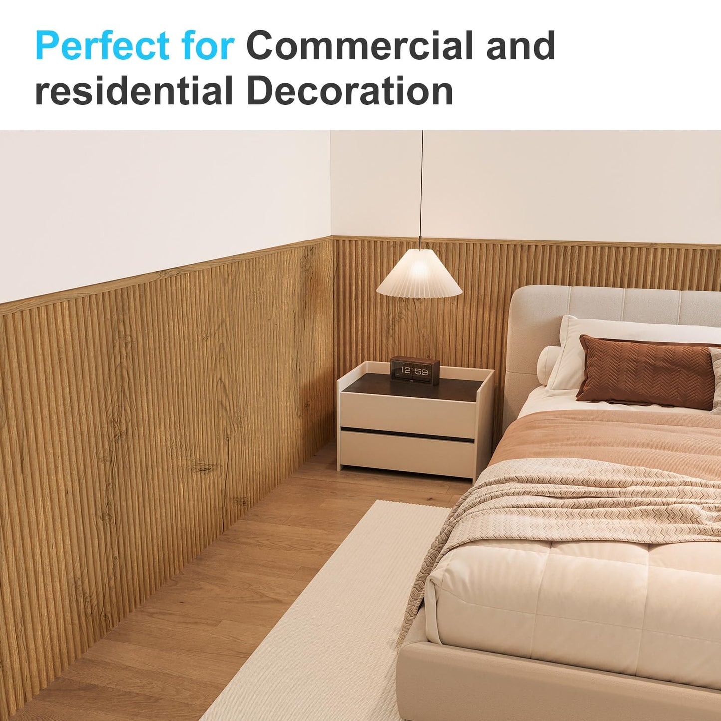 Art3d Wainscoting Panels, Beaded Polystyrene Wall Board for Interior Wall Décor, 79.3“ Wide X 40.7 high, Covers 22.38 sq.ft, Teak