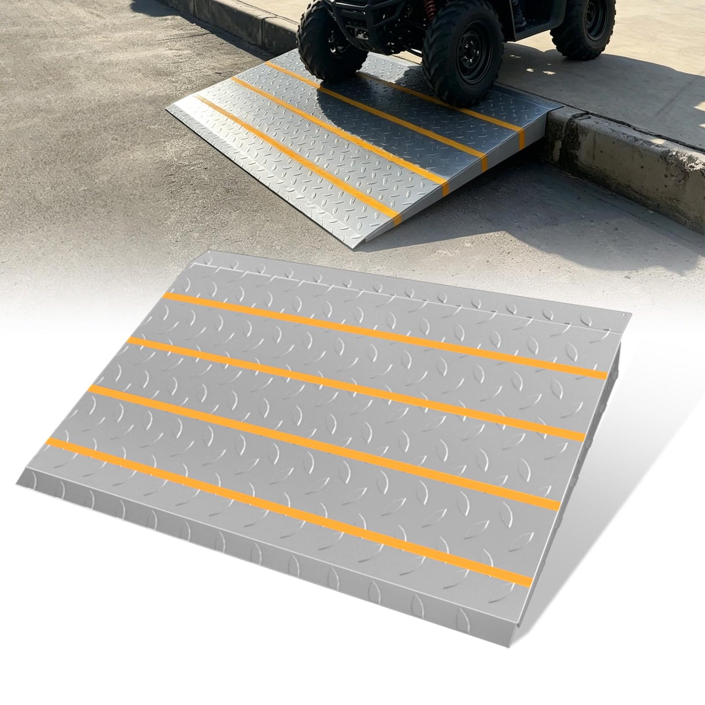 Shed Ramps, 27.6" x 37.4" Threshold Ramps for Doorways Home Steps, 800 Lbs Capacity Anti-Slip Portable Ramps for Garages, Barns, Metal Motorcycle Ramp for Wheelchairs, ATV, Lawnmower, Golf Cart