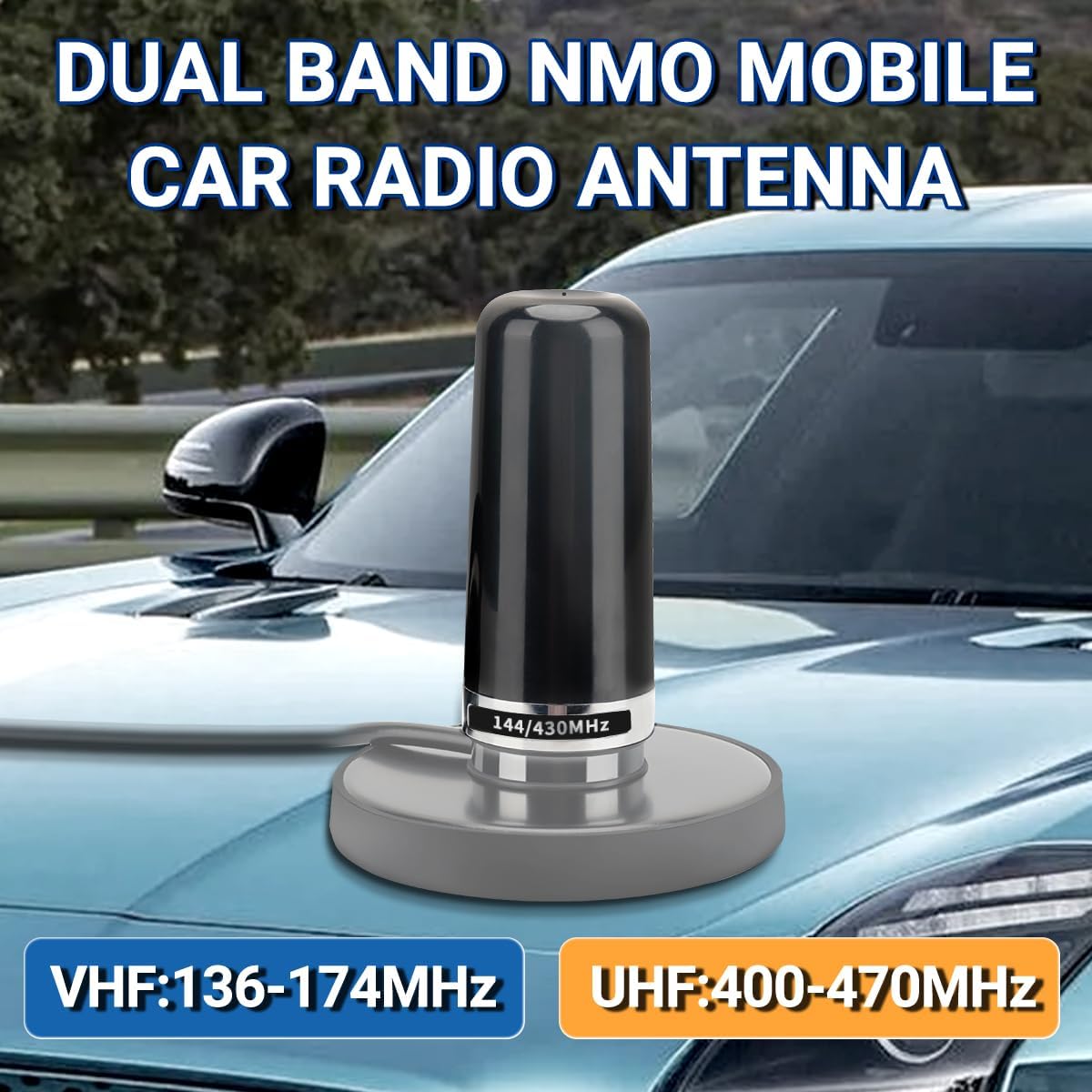 WaurpHud 136-174MHz 400-470MHz GMRS Antenna Mobile Ham Radio Antenna Dual Band VHF UHF NMO Connection for Car Truck