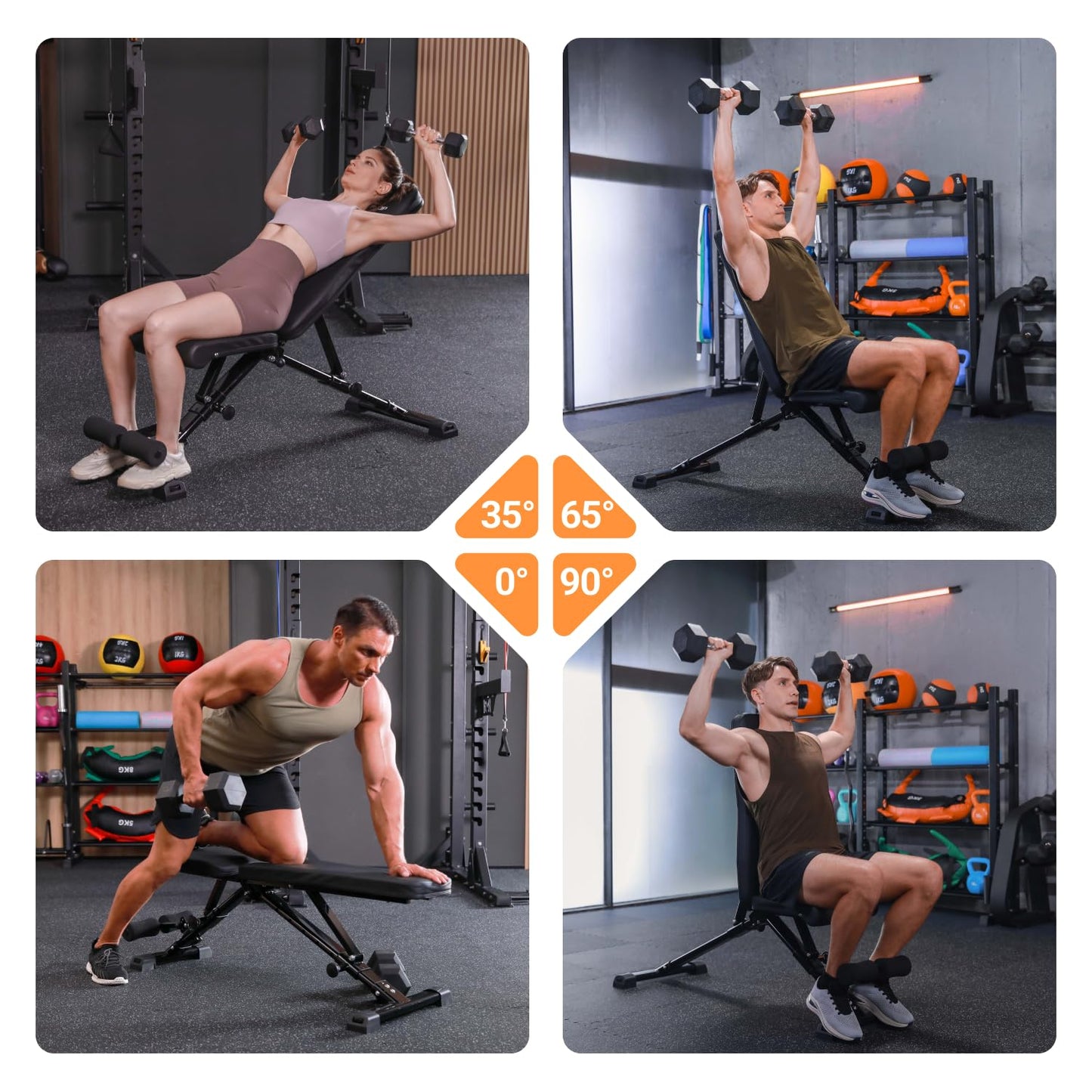 AIRHOP Upgraded Adjustable Weight Bench, Bench Press Full Body Workout, Quick Fold Space Saving, Workout Bench for Home Gym Strength Training