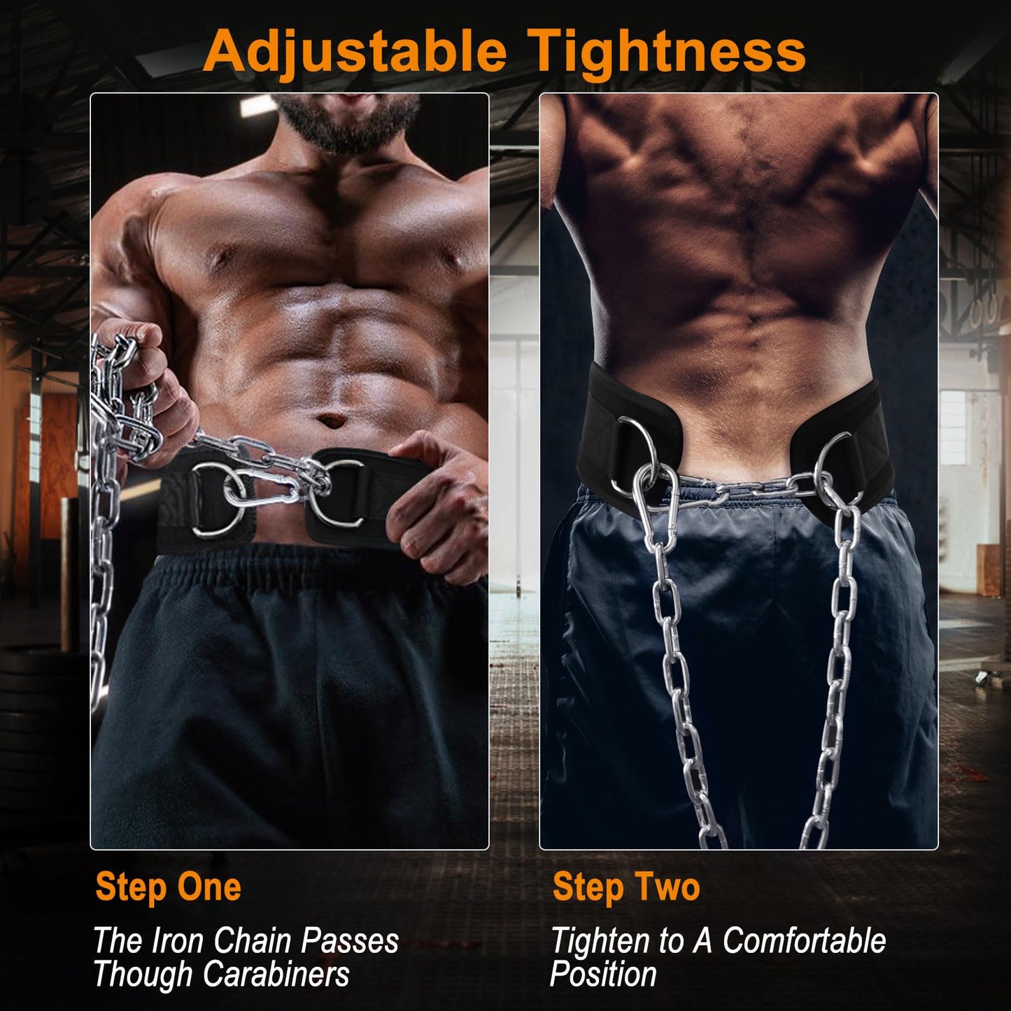 Dip Belt for Weight Lifting: Dip Belt with Heavy Duty Steel Chain for Weighted Dips, Pull Ups, Squats - Weighted Dip Belt for Strength Training Gym Home
