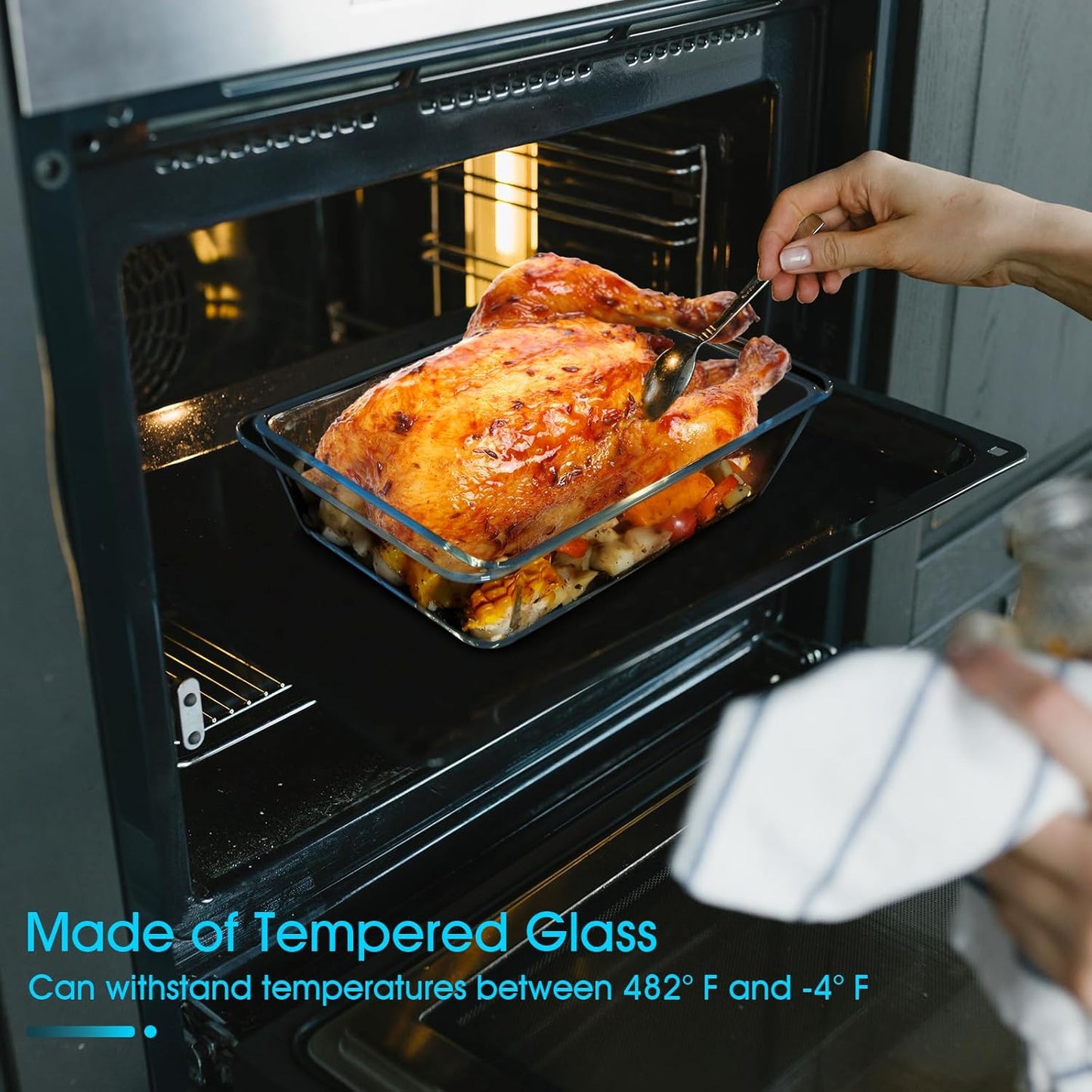 NUTRIUPS 3.7QT Rectangular Deep Glass Baking Dish - Durable Oven Bakeware for Casseroles