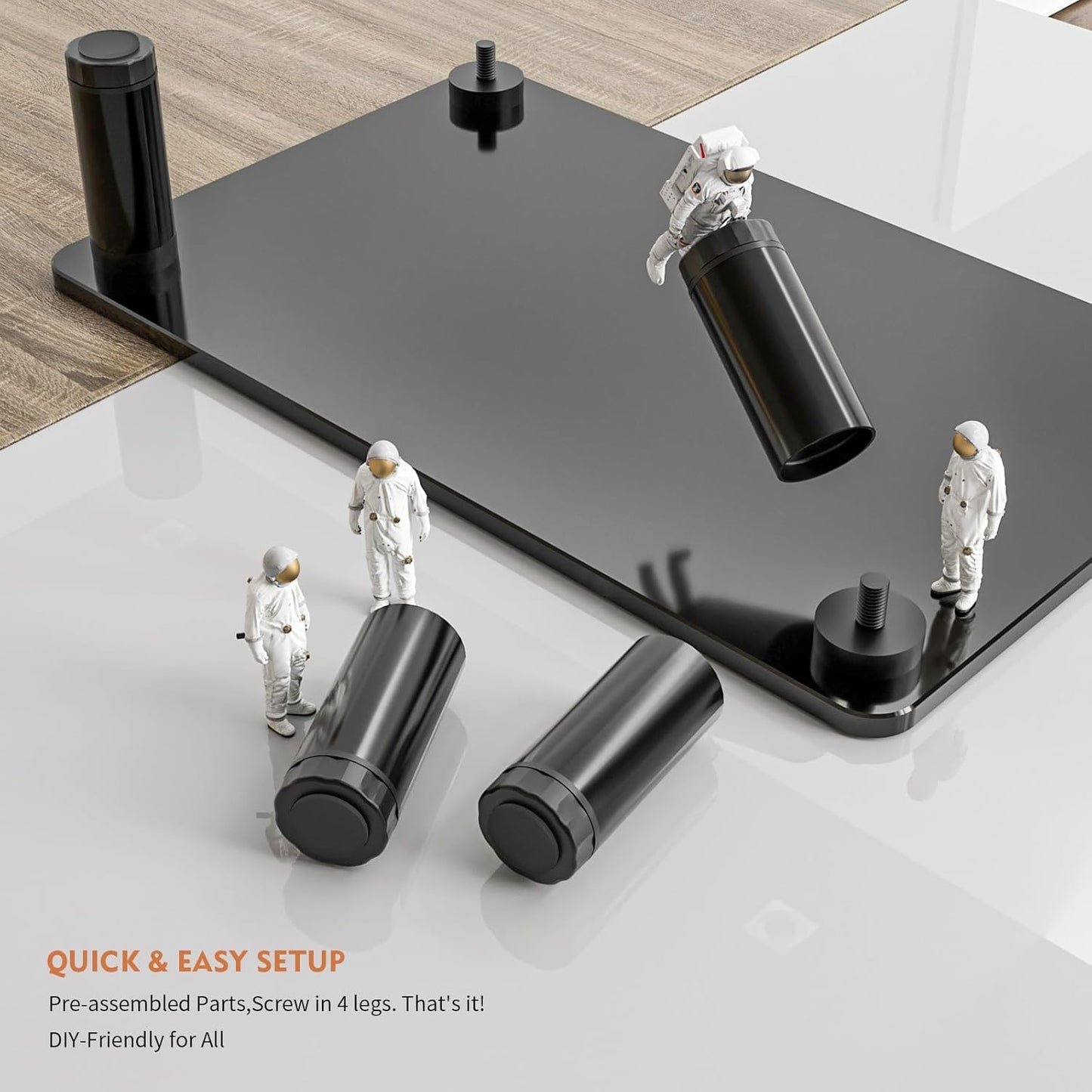 HD01B-002 Glass Computer Monitor Stand Riser with Height Adjustable Multi Media Desktop Stand for Flat Screen LCD LED