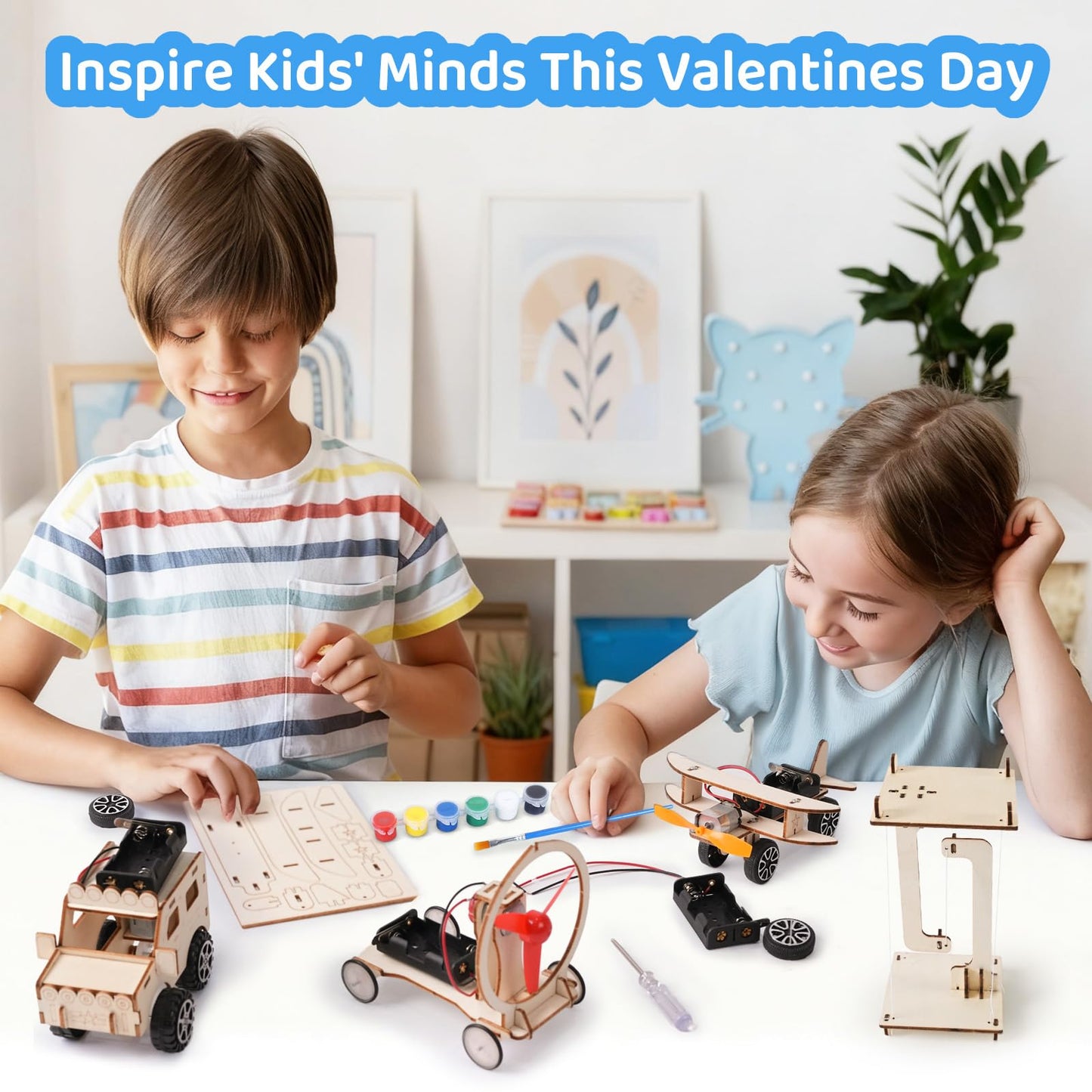 Valentines Day Gifts for Kids - 24 Pack DIY Science Craft Kits with Valentines Cards - STEM Projects Educational Toys for Boys Girls Age 6-12 Classroom Exchange School Activities Party Favors