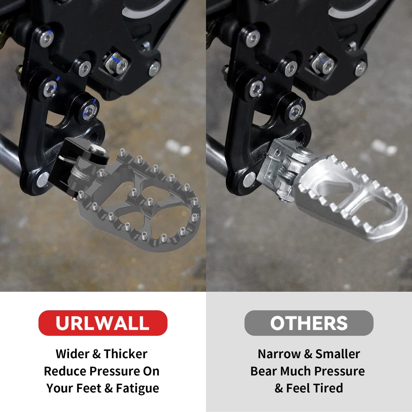 URLWALL 2pcs Foot Pegs Holder for Sur Ron Light Bee X and S Segway X160 X260 Honda CRF150F 03-19 CRF230F 03-19,CNC Aluminum Anti-rust Durable Foot Peg Clamps,Widen and Thicken Foot Peg Bracket