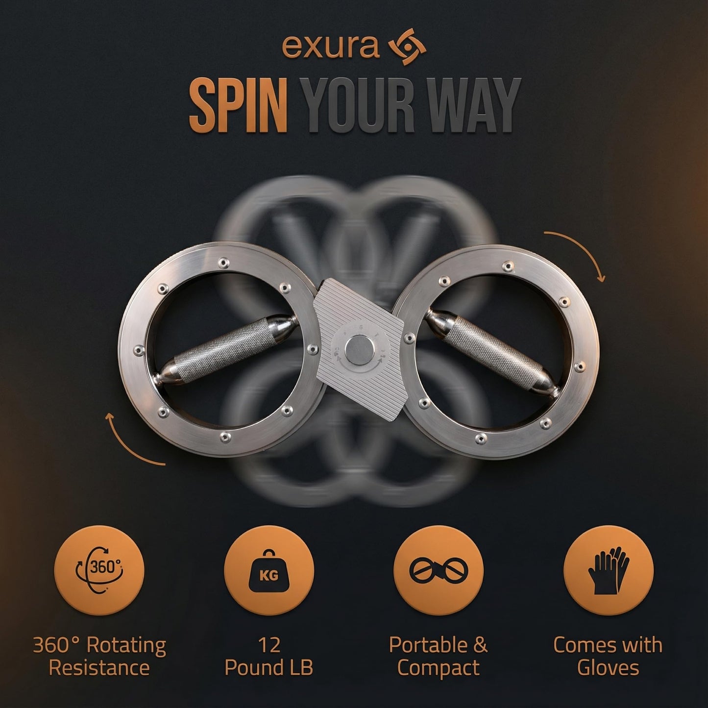 Exura Spinning Rotator Burn Machine, Kinetic Arm Forearm Exerciser & Boxing Rotation Trainer with 12 LB Adjustable Resistance for Rotator Cuff, Shoulder Mobility, Grip & Wrist Strength Titan Training
