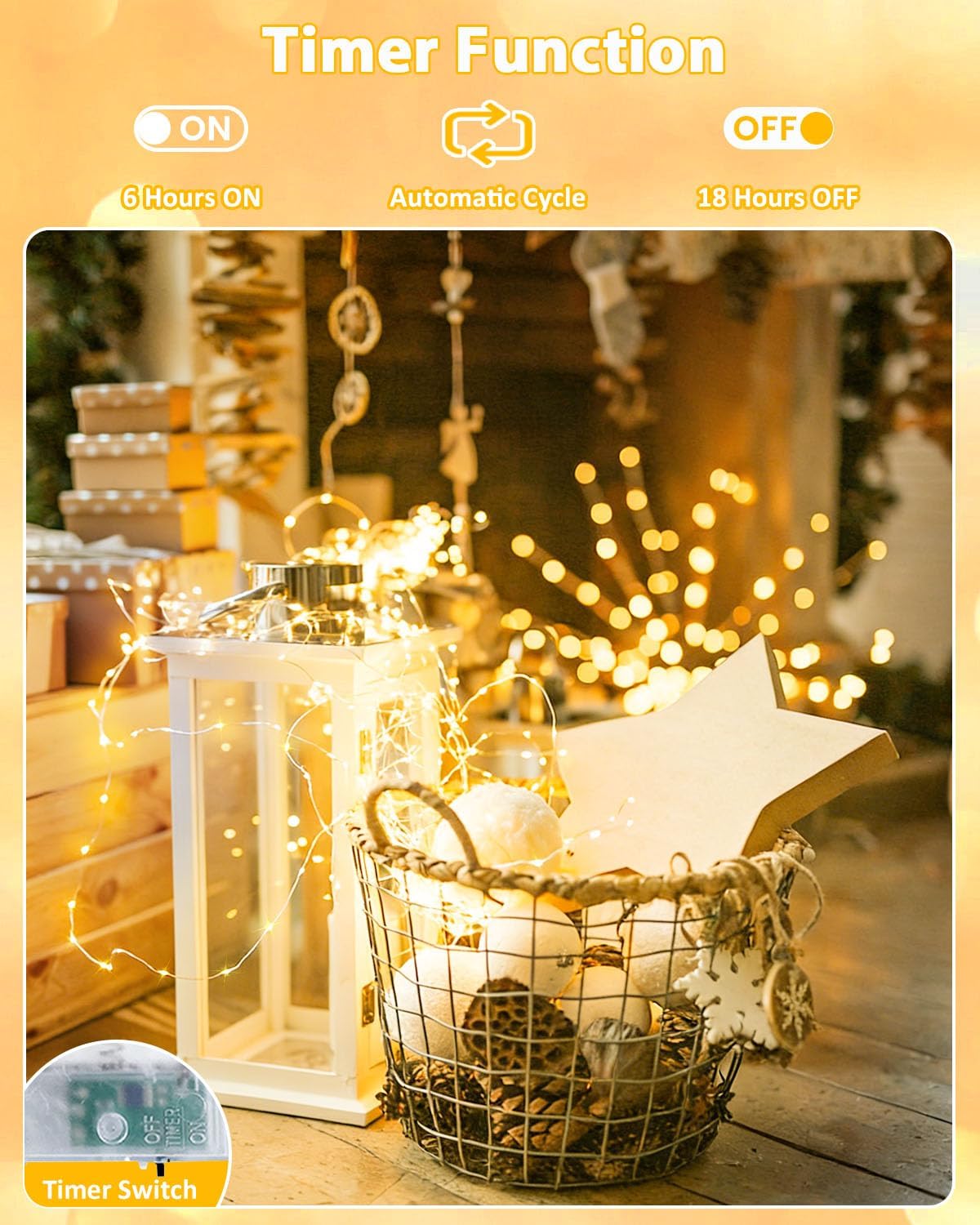 Skiennix 6 Pack Fairy Lights - Battery Operated 20FT 60LED String Lights for Indoor/Outdoor Decor | Warm White