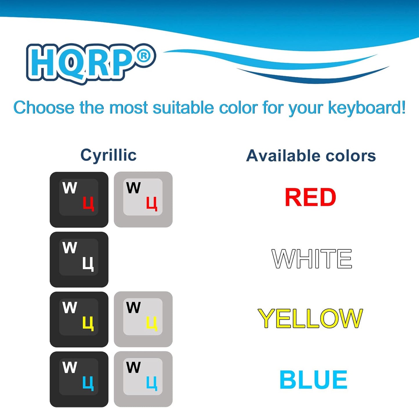 2pcs HQRP New Cyrillic Alphabet Ukrainian Russian Keyboard Stickers with Red Lettering on Transparent Background