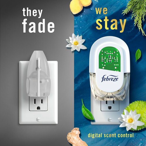 Febreze Plug-In Air Freshener Refill - Long-Lasting Odor-Fighting Scents, Ocean & Mountain, 4 Count