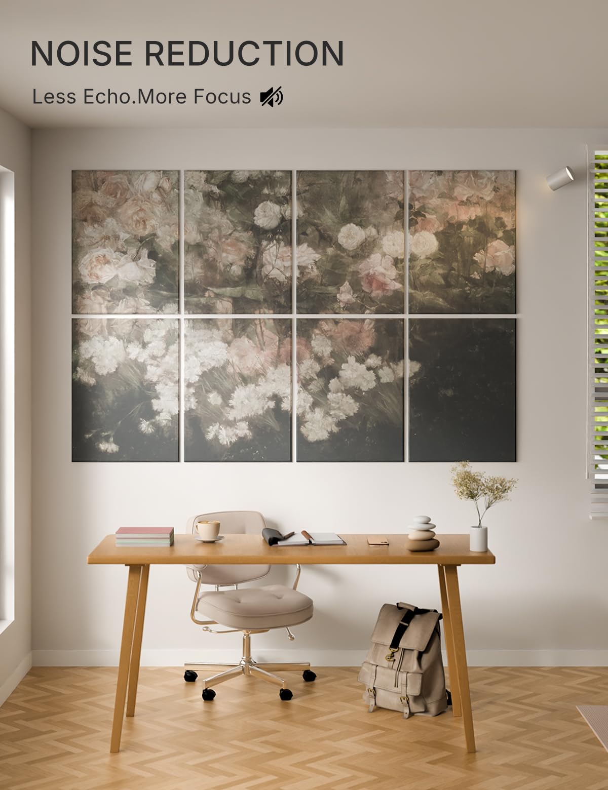 Wall Art Acoustic Panels,70''×47''Sound Absorbing Panels-8-Pack with 60 Adhesive Tabs, Decorative Sound Absorbing Panels for Living Room and Recording Studio, Offices-Garden in May