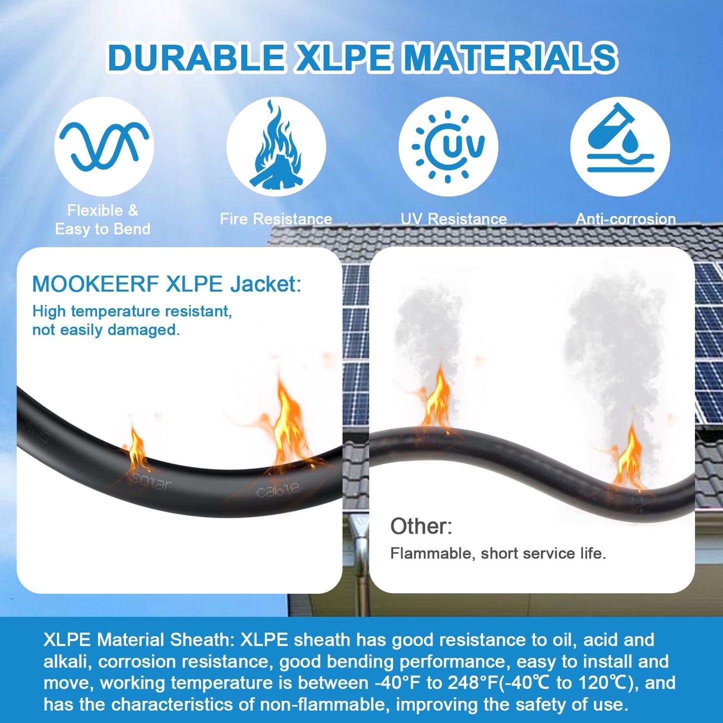 MOOKEERF Solar Pane Wire 8 AWG - Solar Extension Cable 150Ft Black & 150Ft Red 8 Gauge Tinned Copper PV Wire for Outdoor Automotive RV Solar Panel Boat Marine (Black+Red)