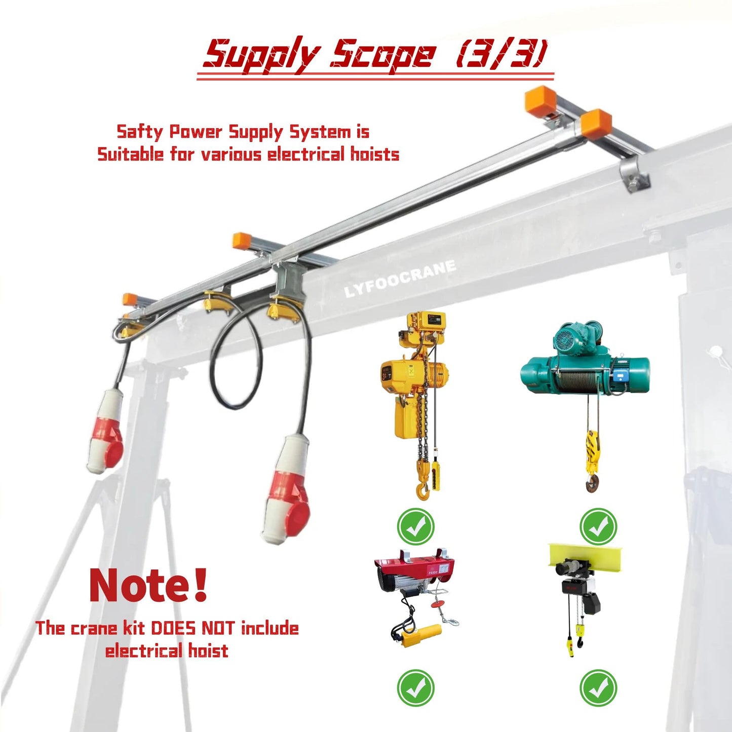 4000 Lbs (6600 lbs Static Loading Test) Gantry Crane, Ajustable 7.87-11.04 FT, Shop Crane 2T with Hoist, Trolley, Sling, Shackles, Hooks and Festoon System Garage Gantry Crane