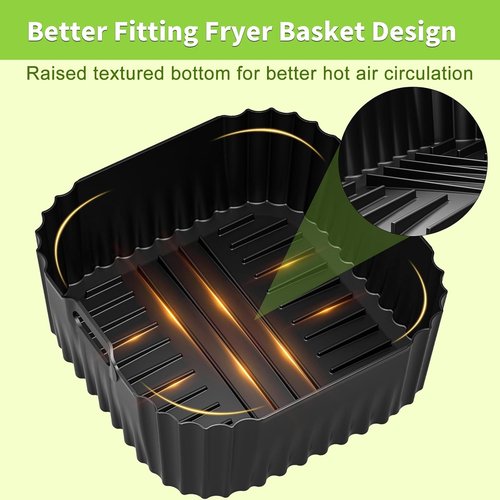 Chefman Air Fryer Silicone Liners - Reusable 3-Pack Baking Accessories for 8QT to 10QT Air Fryers