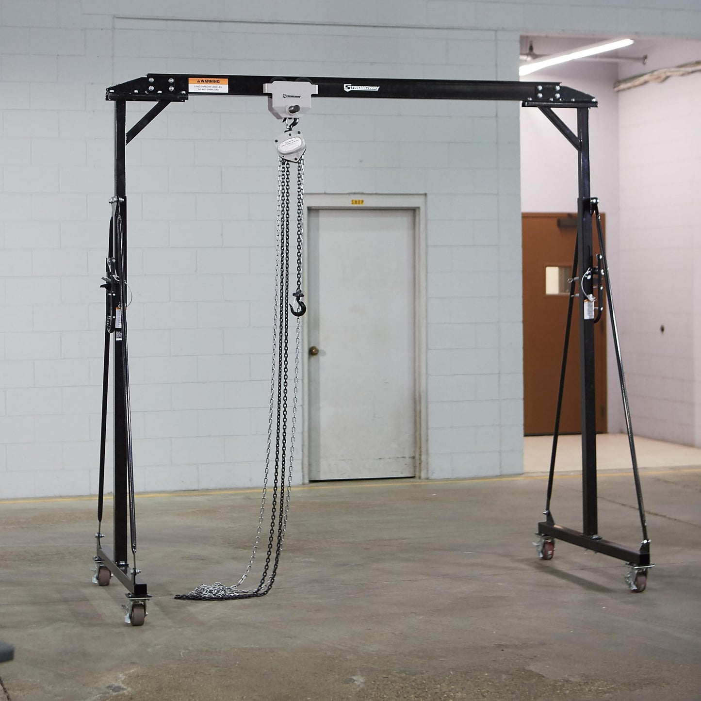 Strongway Adjustable Gantry Crane, 4000-Lb. Capacity, 8.2ft.–12.14ft. Lift