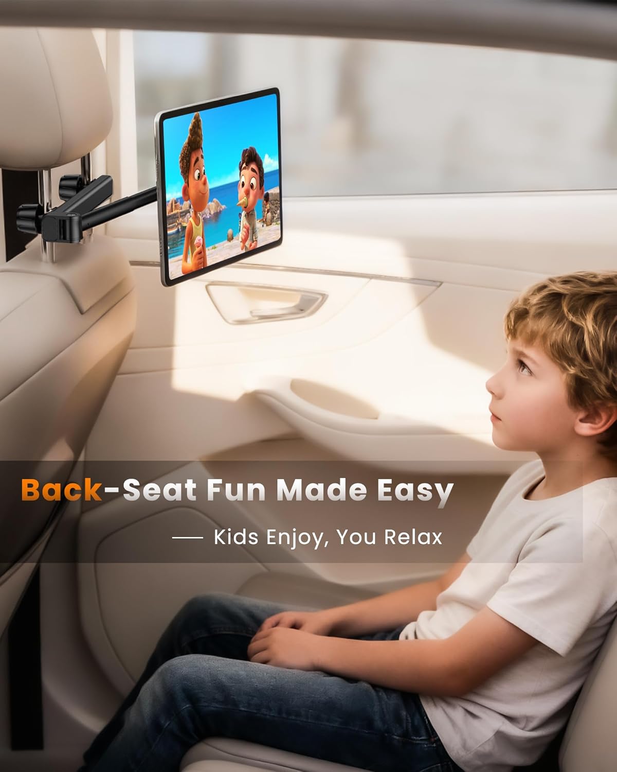 JDHDL 6 lb for Magsafe Car Headrest Tablet Holder, for iPad Holder Car Mount, Strong Magnetic Force Adjustable Aluminum