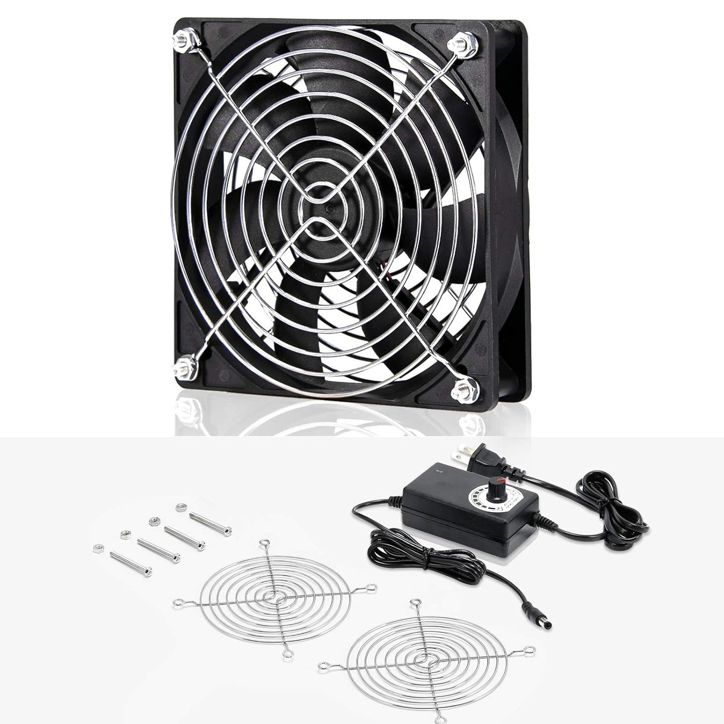 120mm 110V 115V 120V 3V 12V, AC Powered Fan with Speed Controller DC to for Router Receiver DVR PlayStation Xbox