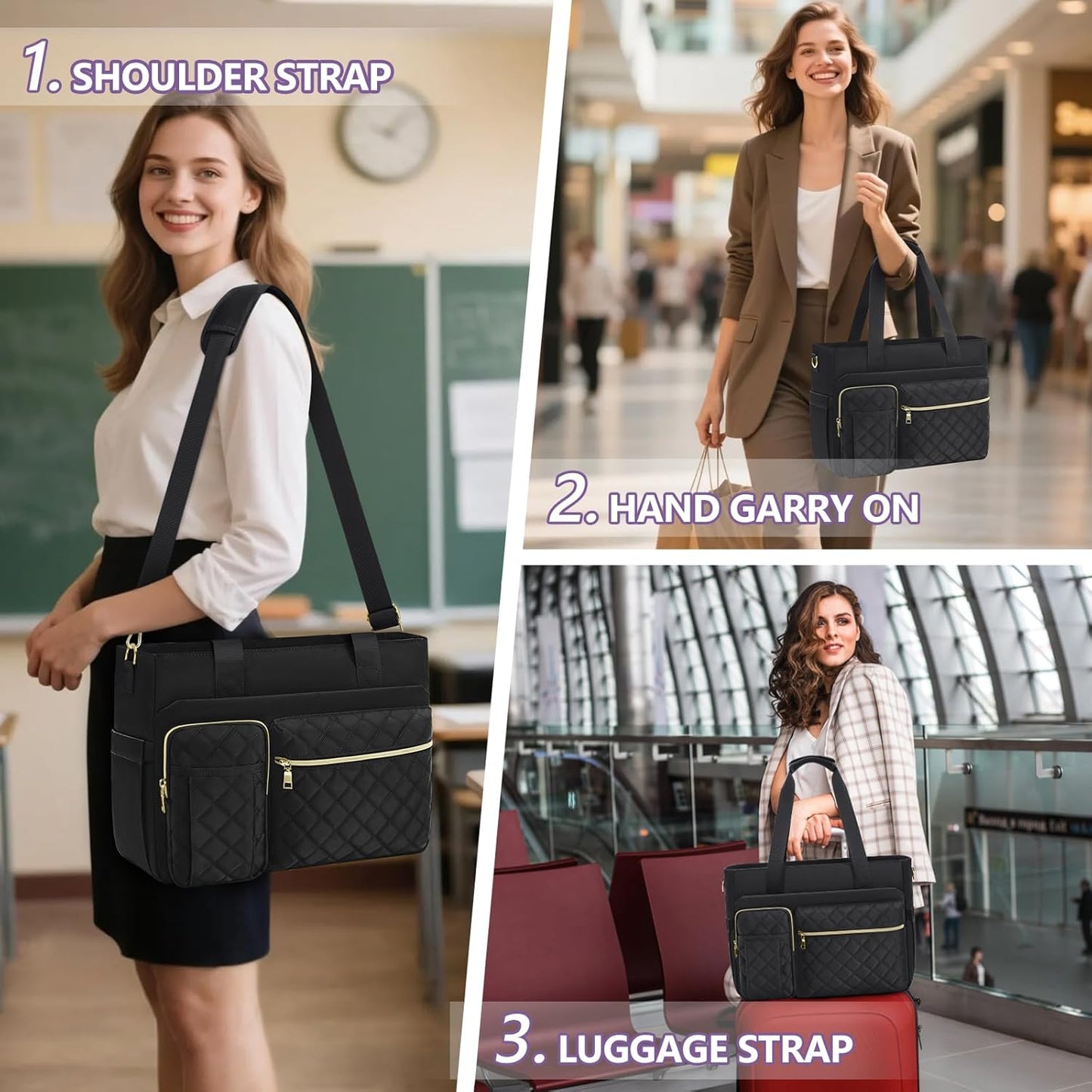 SDYSM 15.6 inch Teacher Tote Bag Laptop Bag Work Bags for Women Nurse Tote Professional Computer Messenger Shoulder